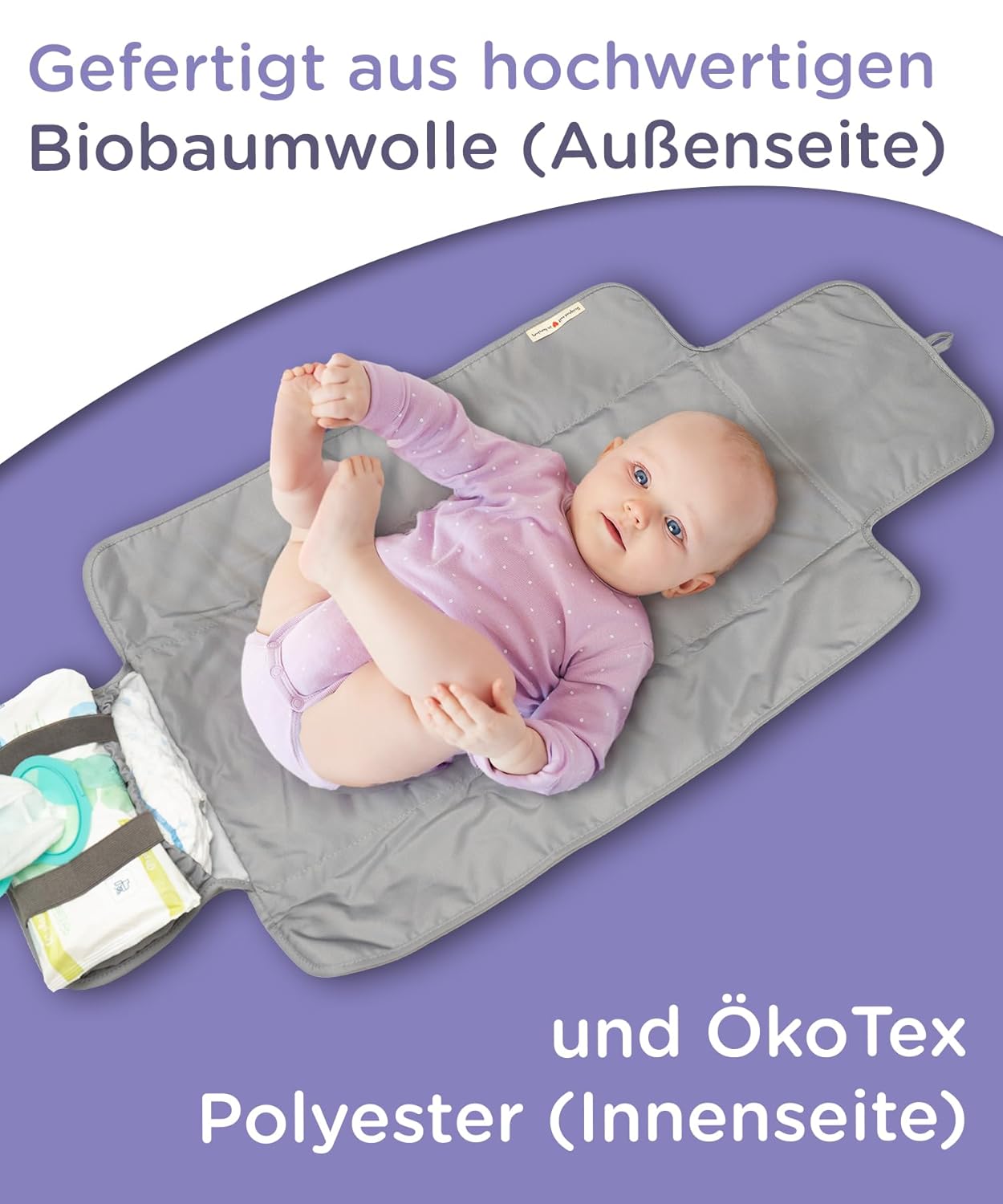 Faltbare Wickelunterlage mit Stauraum, Grau