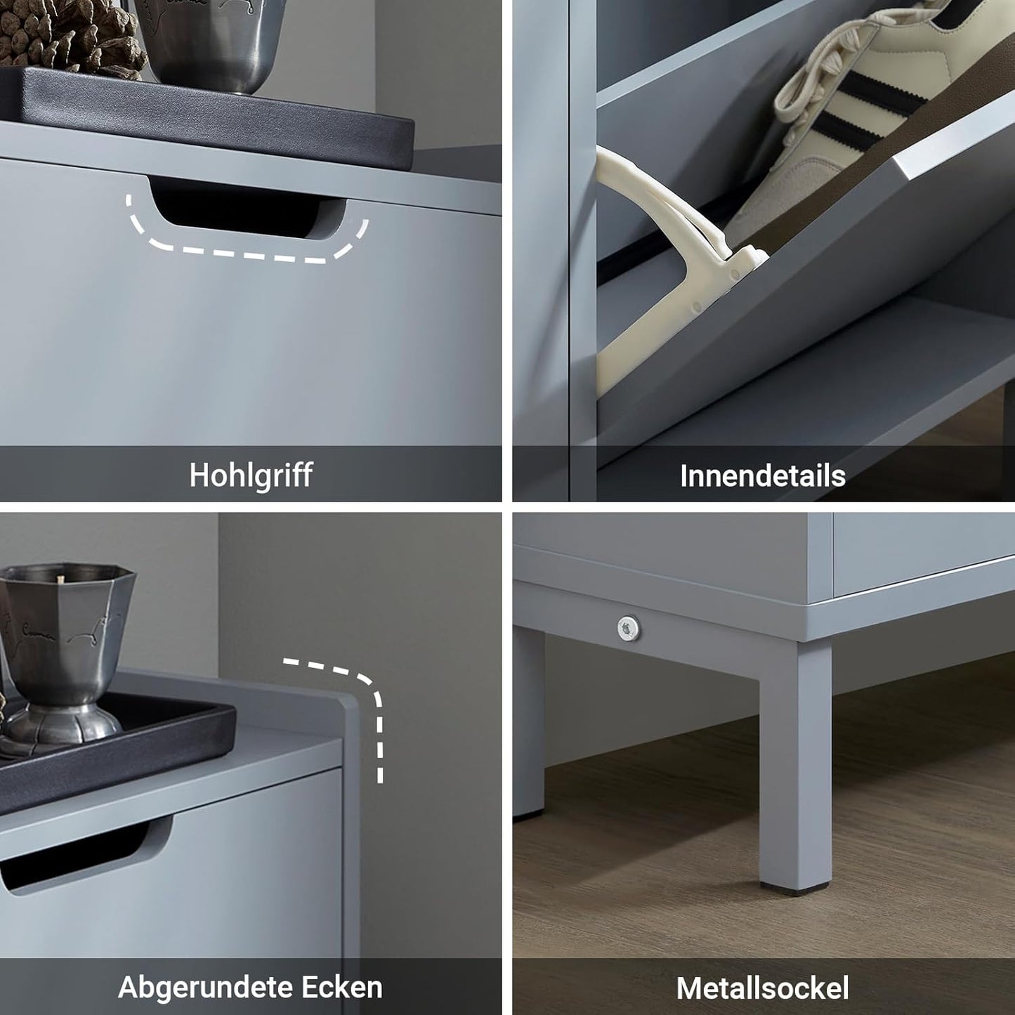 Schuhkipper, 4 Klappen Grau