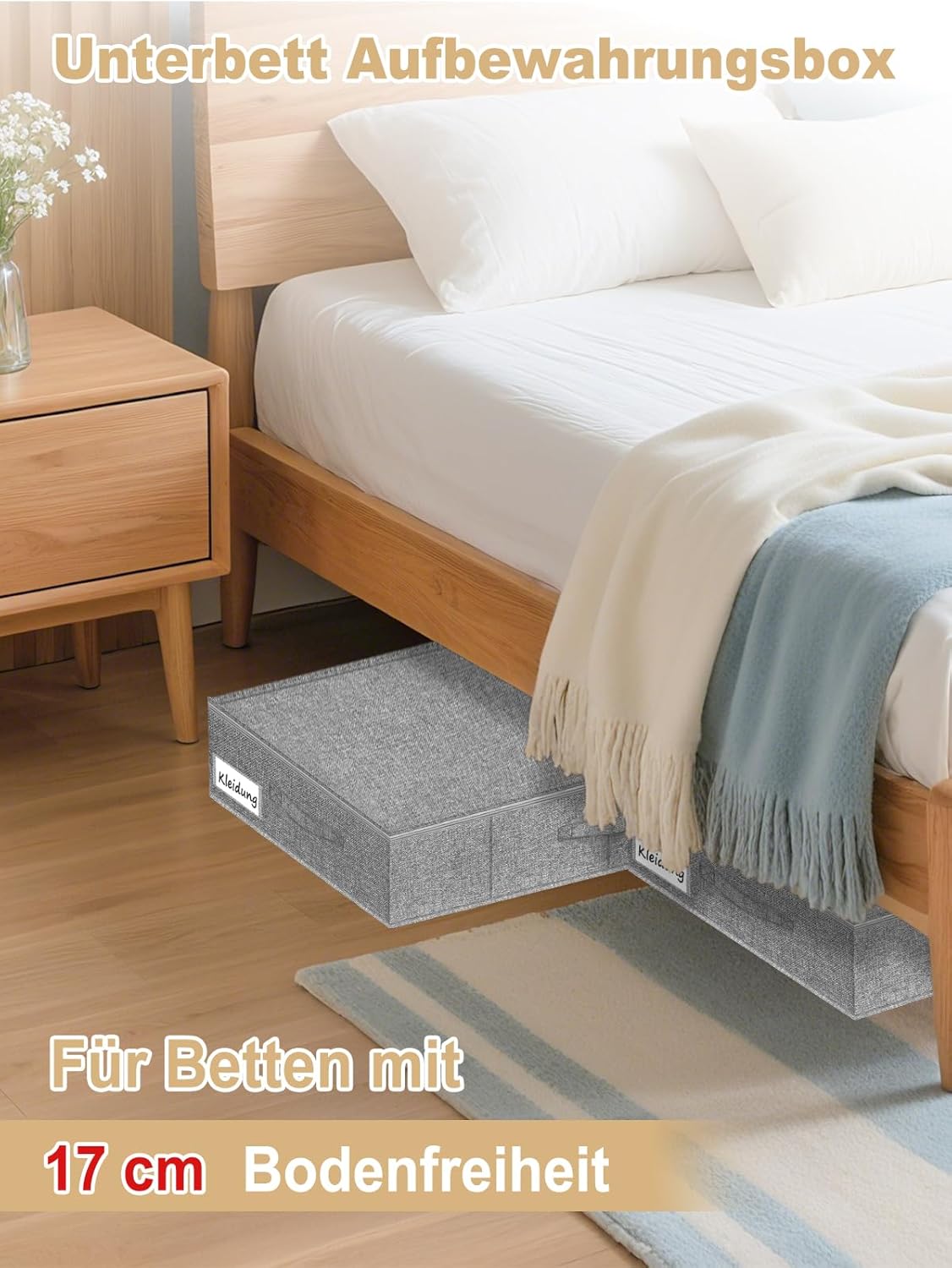 2er-Set Faltbare Unterbett-Aufbewahrungsboxen, Grau