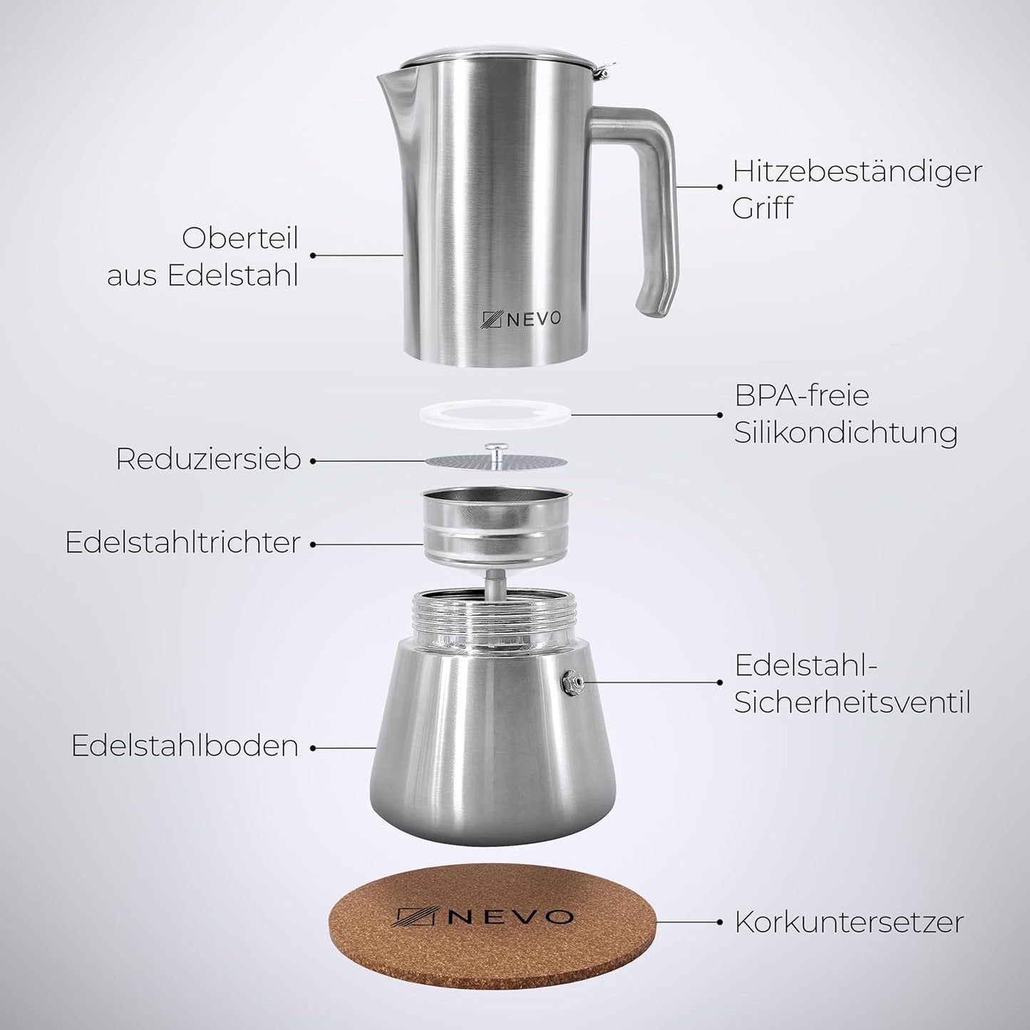 Espressokocher Edelstahl