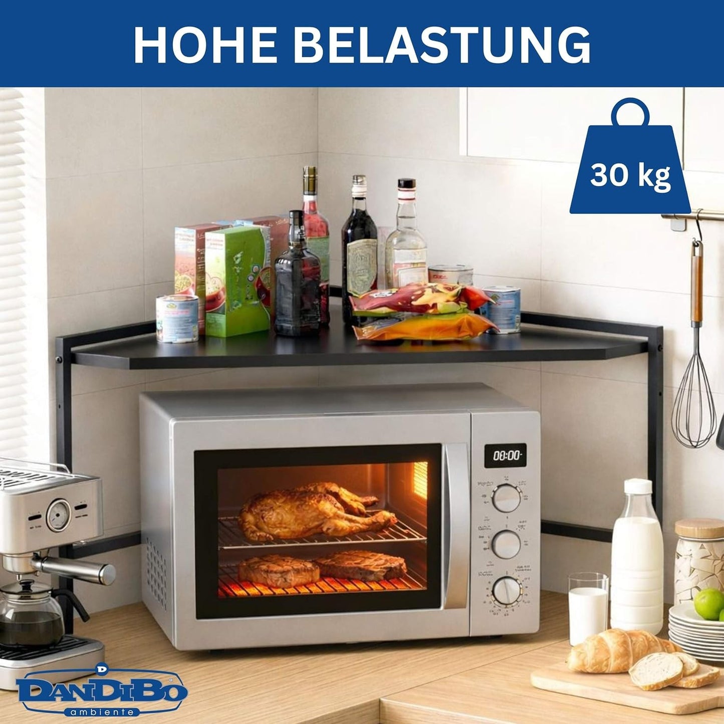 Verstellbares Mikrowellenregal, Schwarz