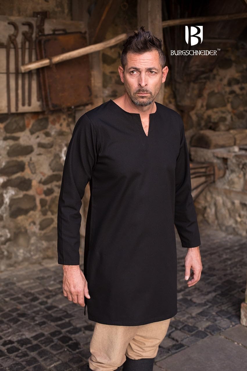 Mittelalter Tunika Kostüm, 3XL Schwarz
