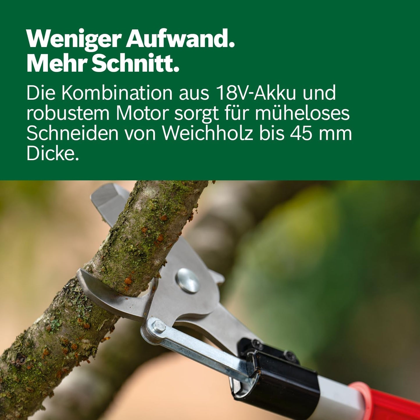 Akku-Gartenschere AdvancedPrune 18V-45 (mit Stange)