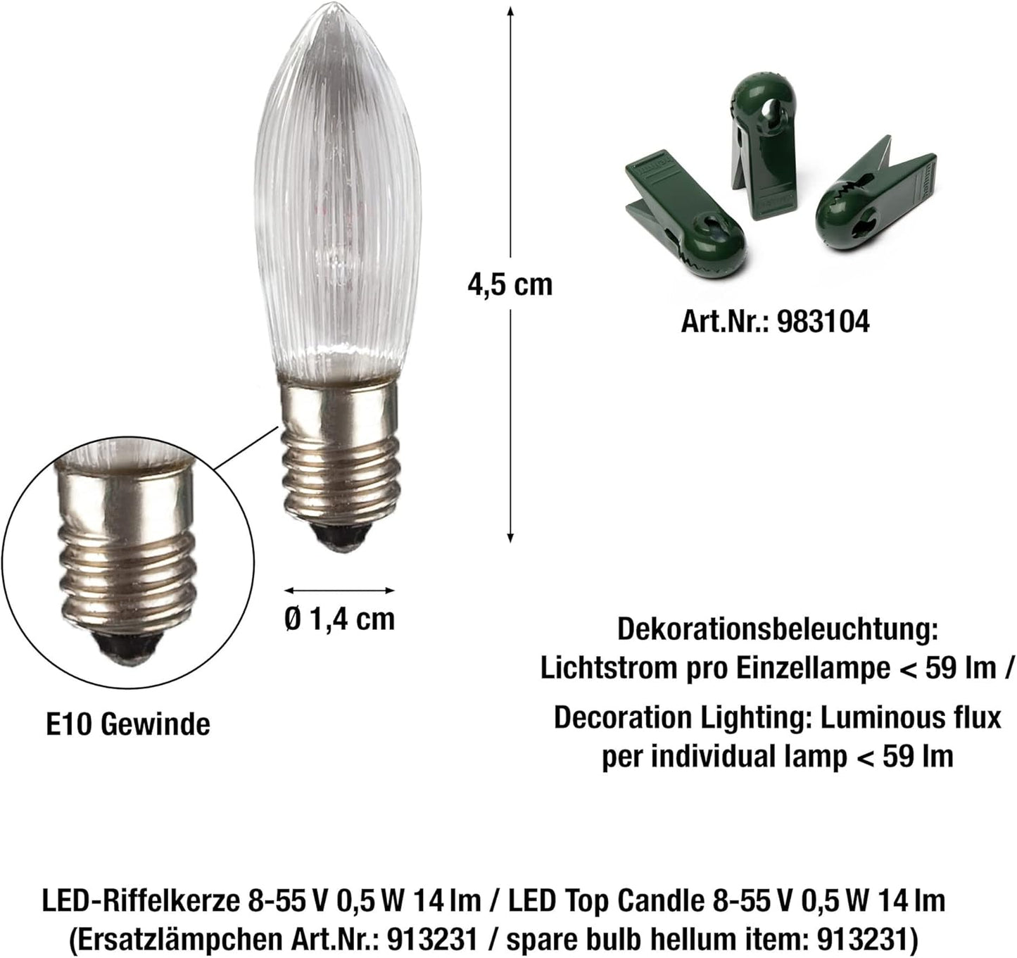 LED-Weihnachtsbaum-Lichterkerzen, Elfenbein|20 LED / 13,3m beleuchtet