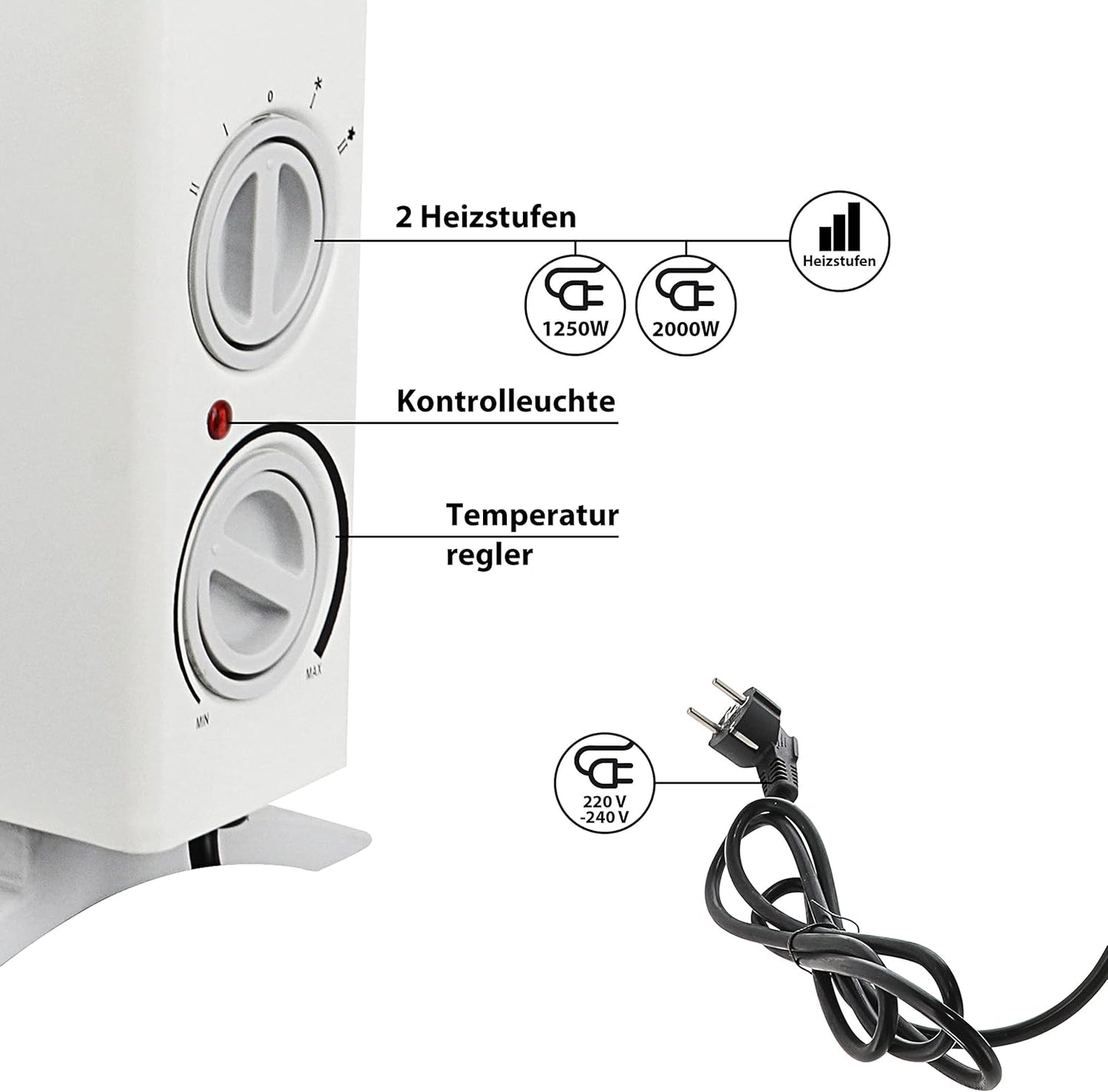 ProTherm Konvektorheizung mit Abschaltautomatik, Standheizung 68x45 Cm