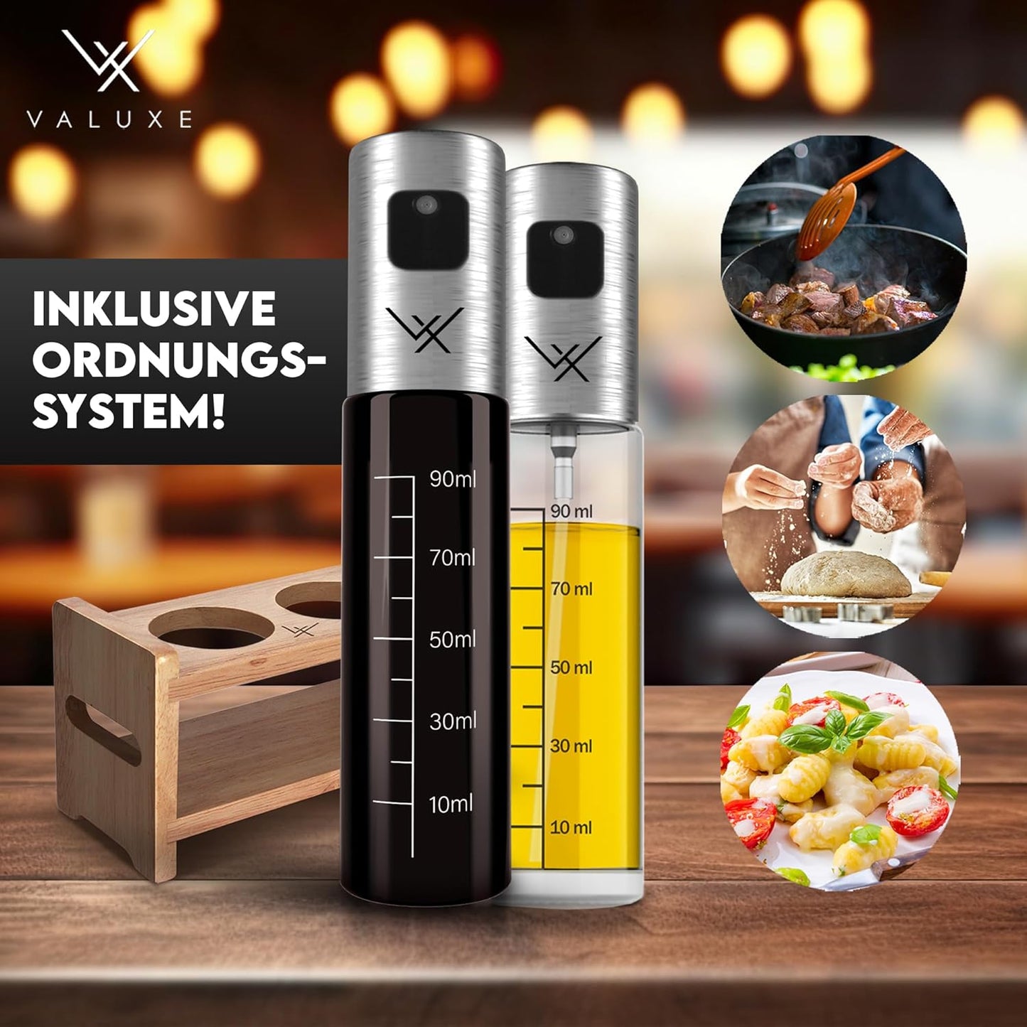 Ölsprüher-Set für Speiseöl & Essig mit Ordnungssystem, 2er Gesamtpaket