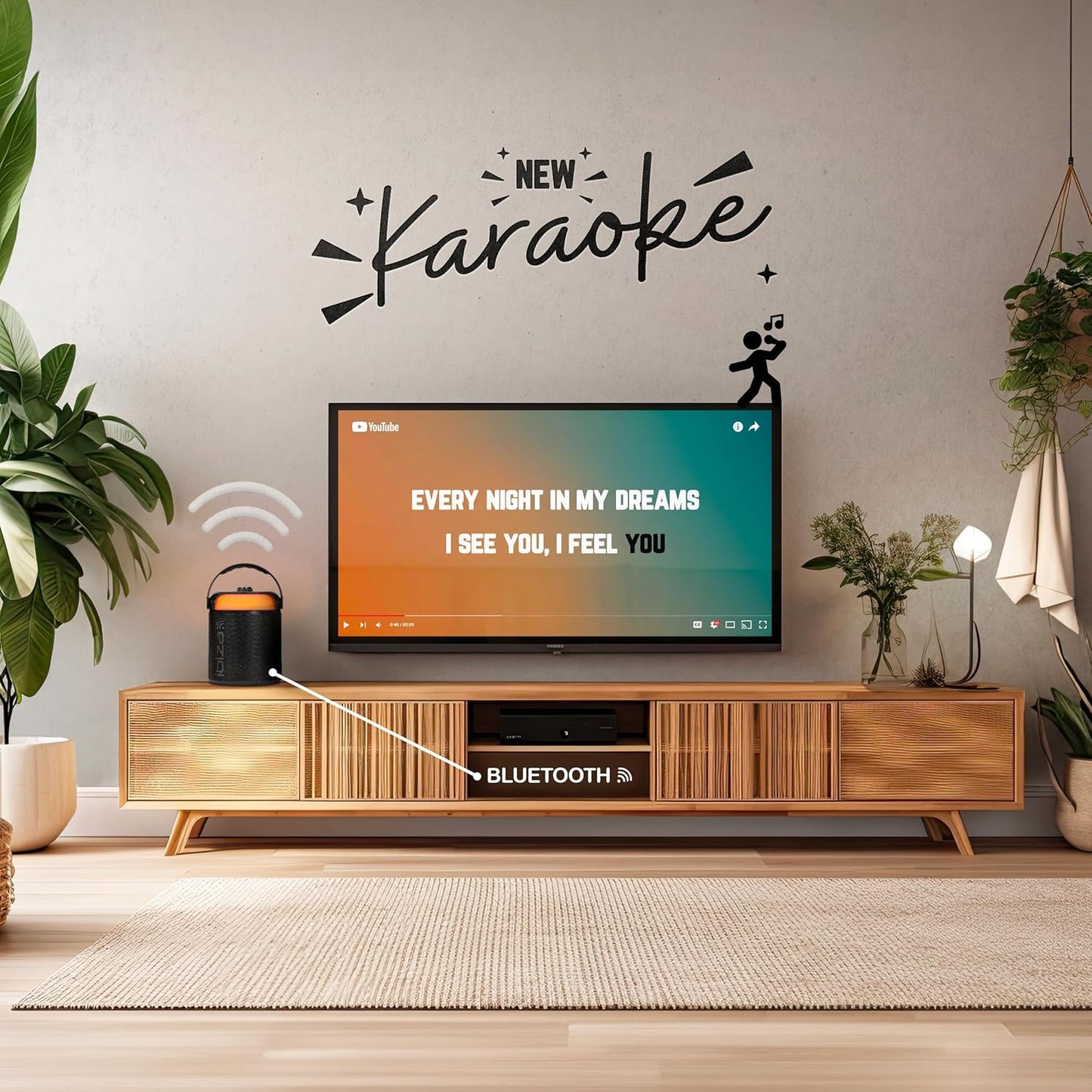 Karaoke-Lautsprechersystem mit Mikrofonen, Schwarz
