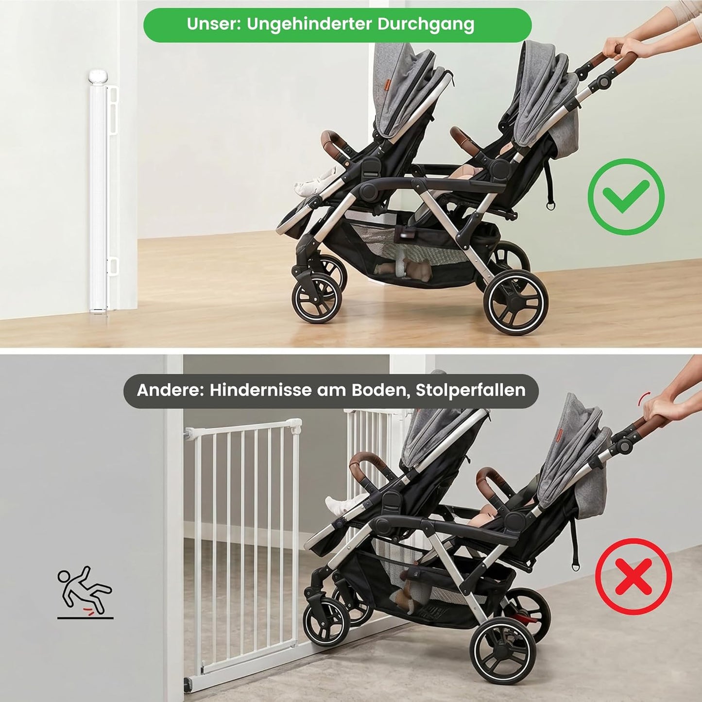Ausziehbares Treppenschutzgitter 0-180 cm, Weiss 86CM * 180CM