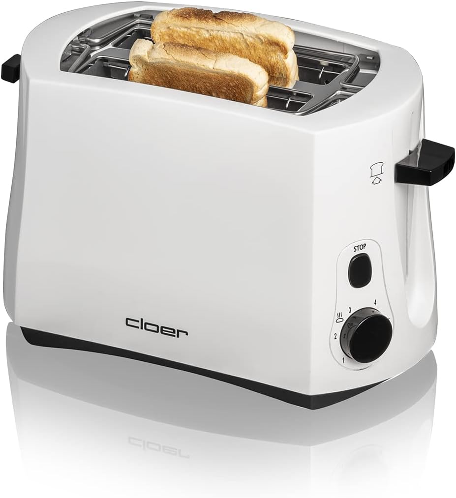 Toaster mit Brötchenaufsatz, Weiss Single