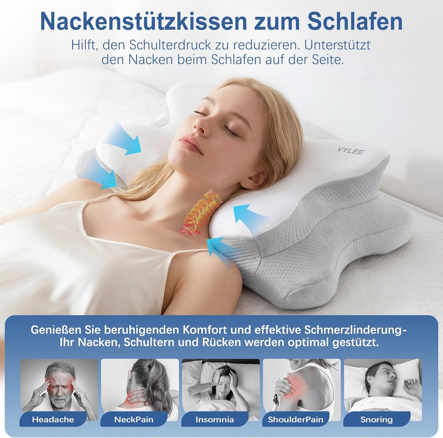Ergonomisches Nackenkissen, Grau