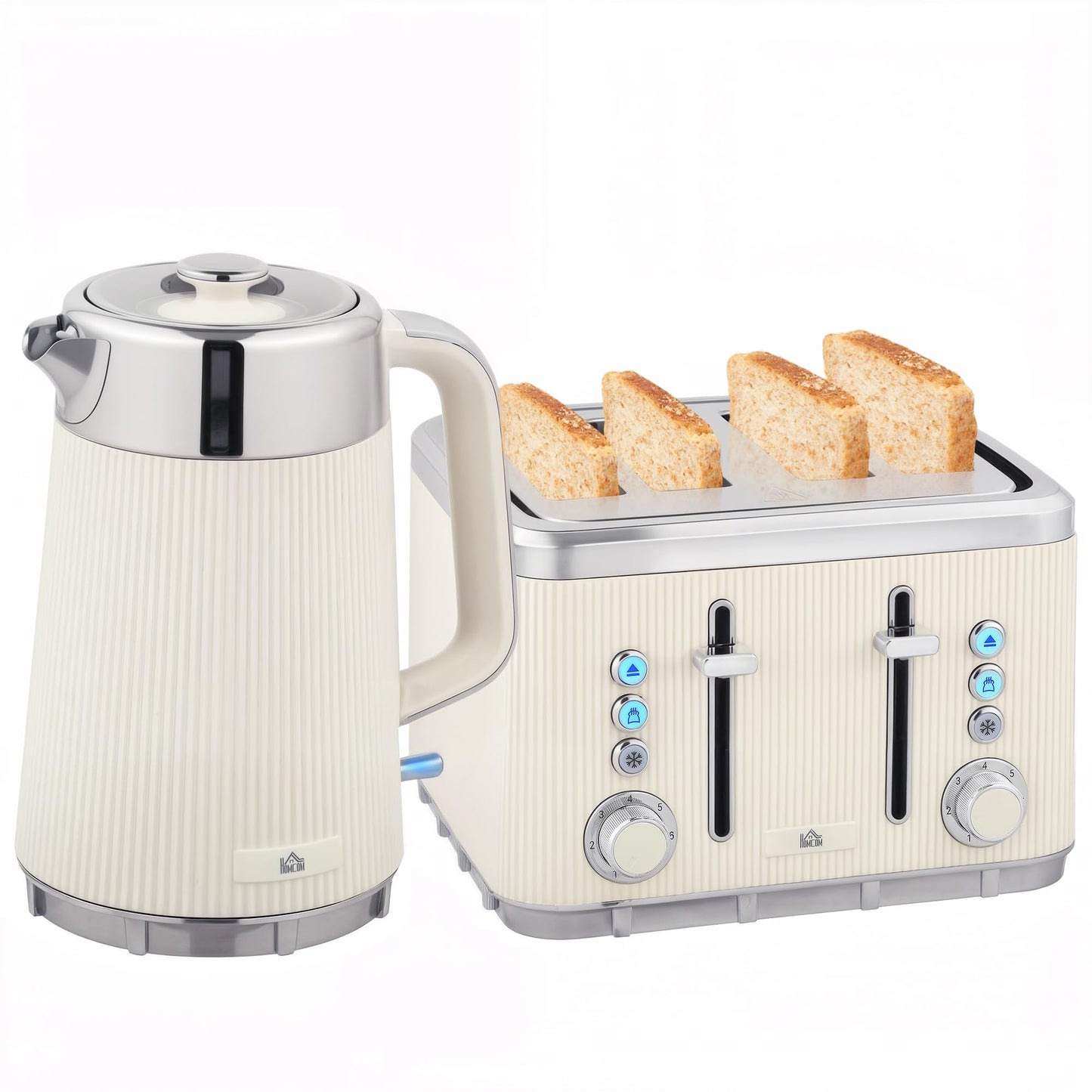 Frühstücksset mit Wasserkocher und Toaster, Cremeweiss