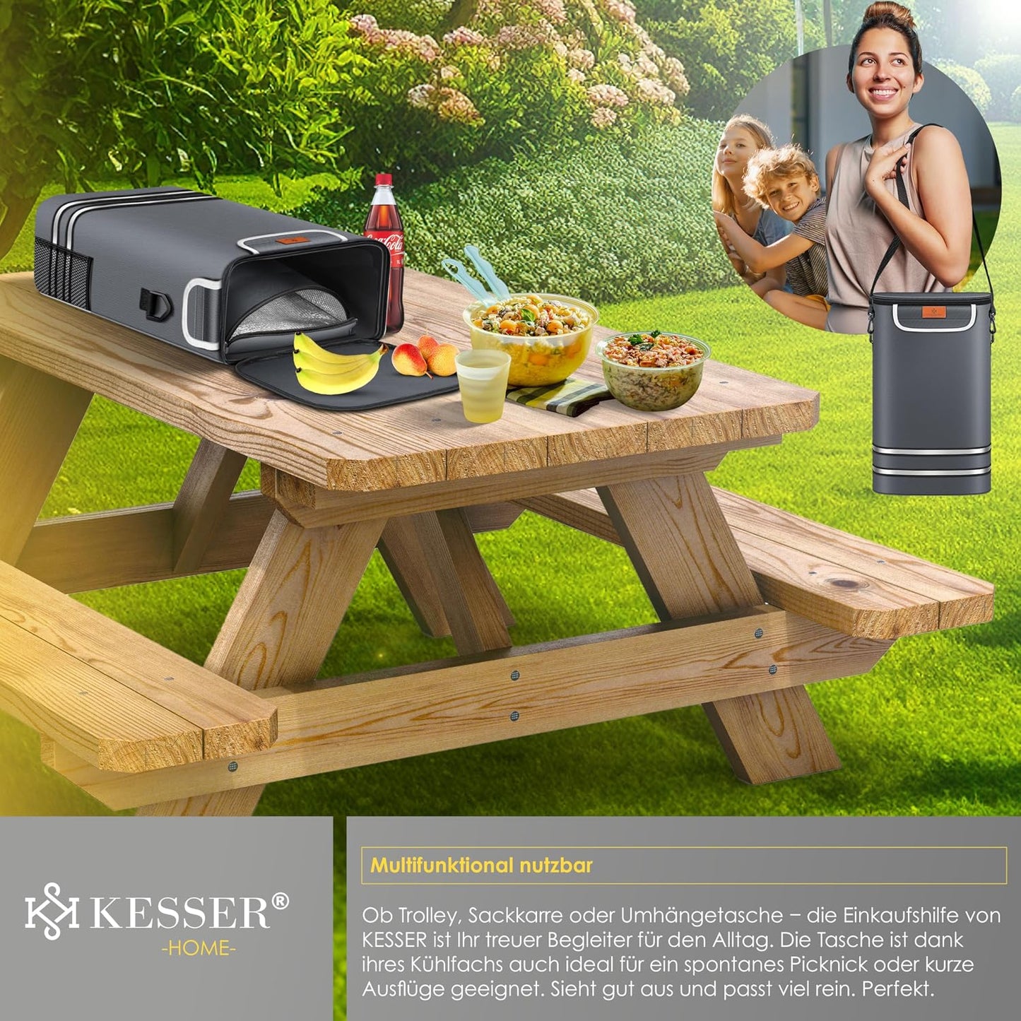 Einkaufstrolley Treppensteiger klappbar 3in1 (56L), Anthrazit