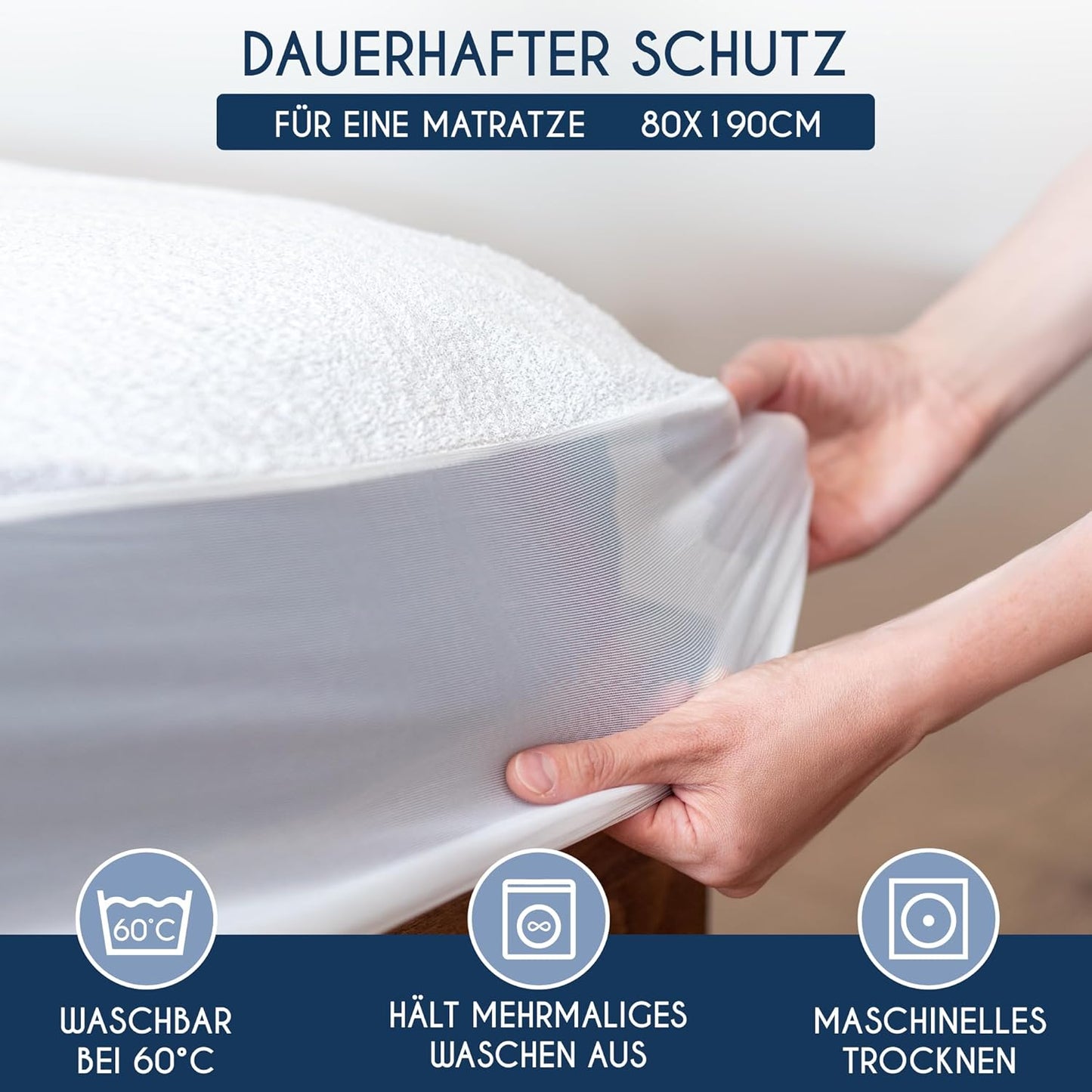Wasserdichter Matratzenschoner 80x190 cm, 1|80 x 190 cm