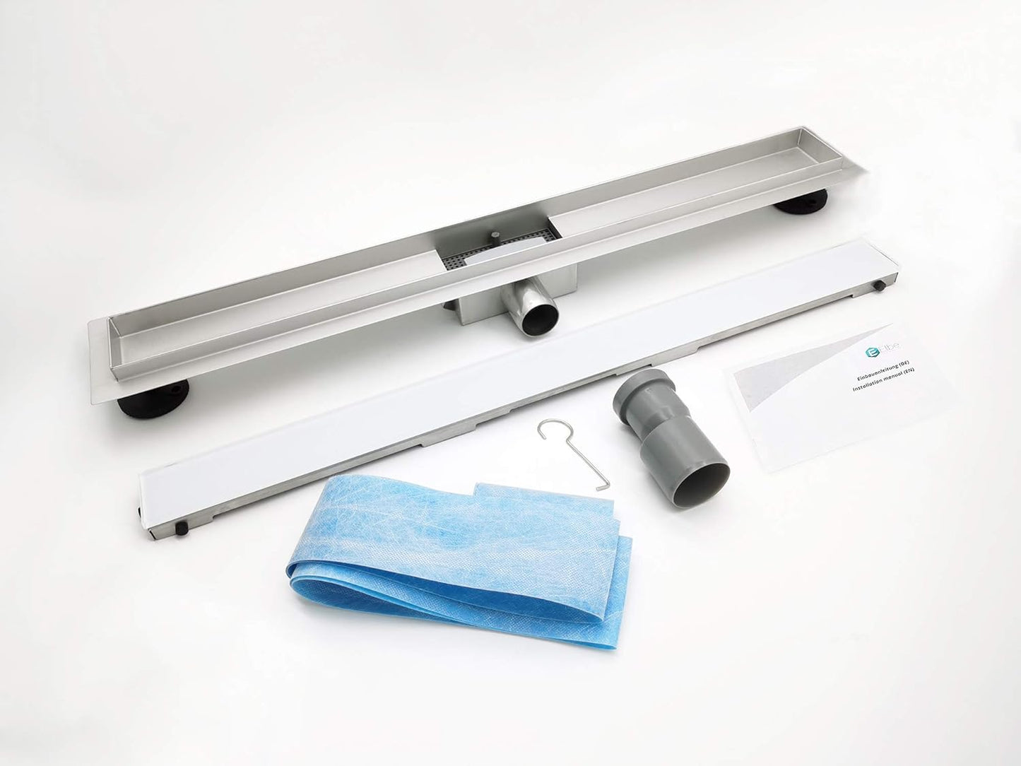 Duschrinne Extra Flach mit Haarsieb und Siphon, 80cm Weiß