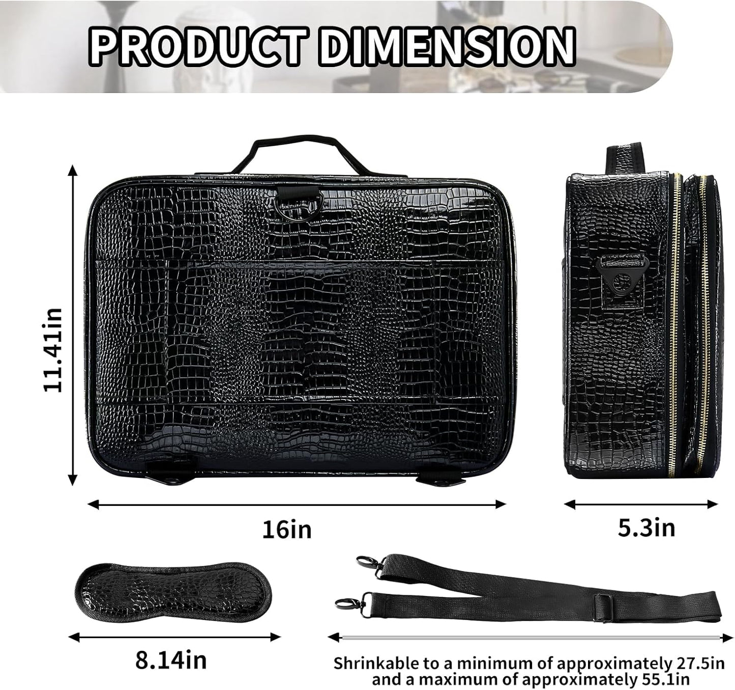 Kosmetikkoffer, L Crocodile Pattern