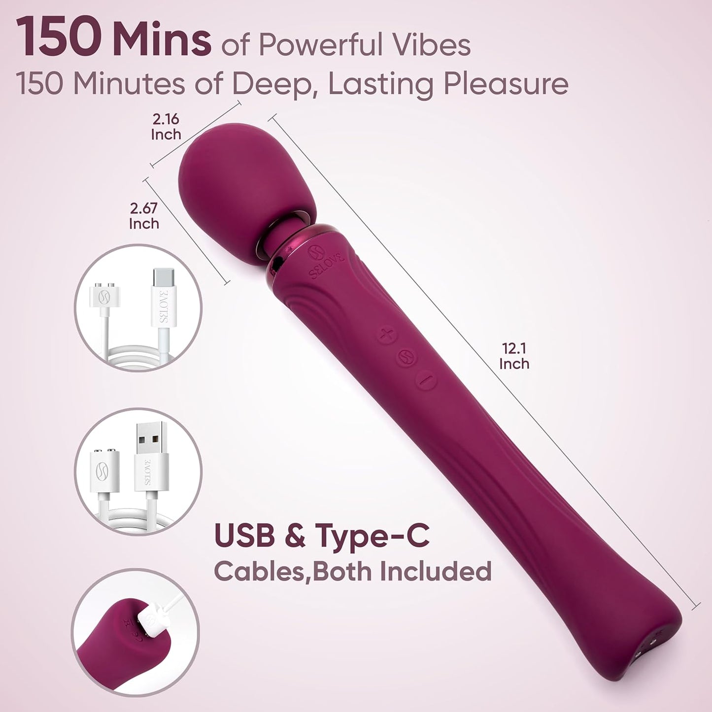 Vela Wand Massagestab mit flexiblem Hals, Deep Purple