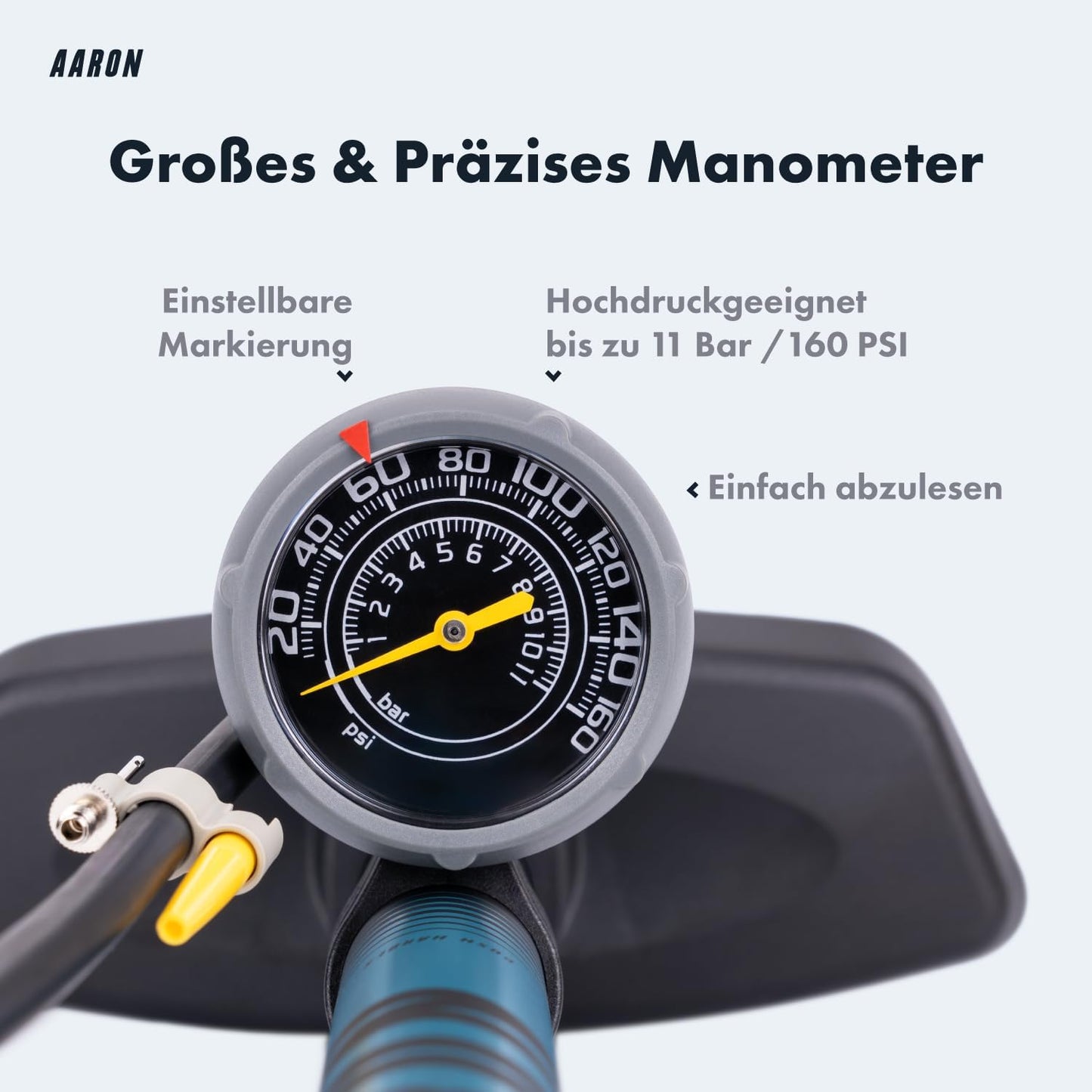 Fahrradpumpe inkl. Ball Aufsatz, Blau V3