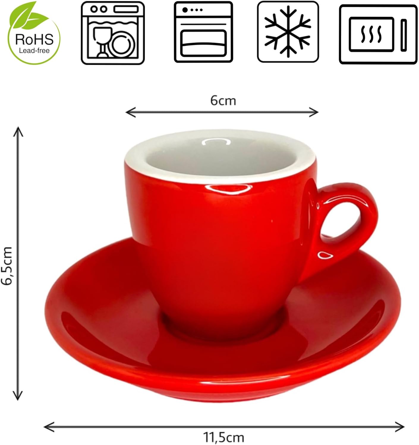 4-teiliges Espressotassen-Set, 2 Tasssen Rot