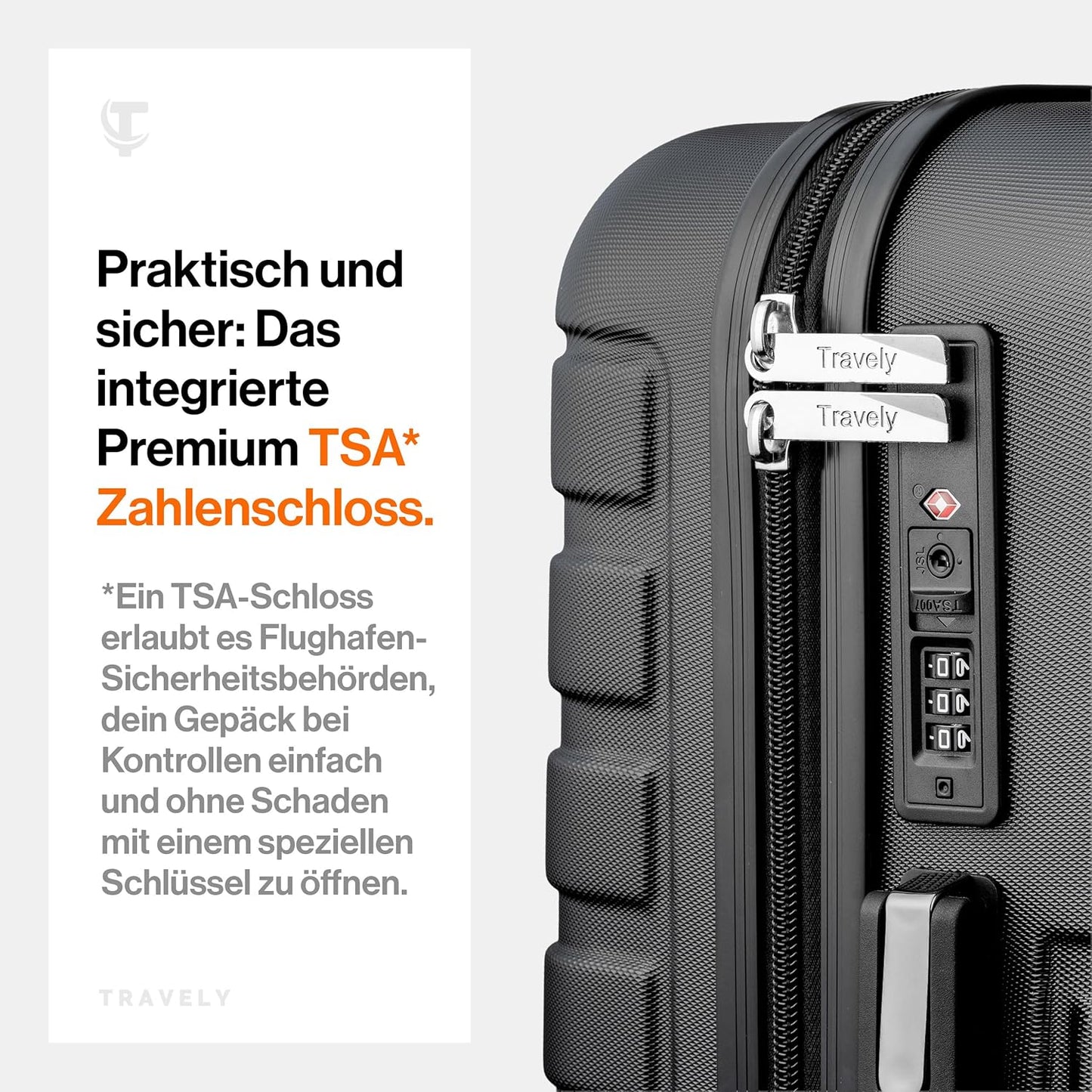Handgepäckkoffer mit TSA Schloss, Handgepäck Nachtschwarz