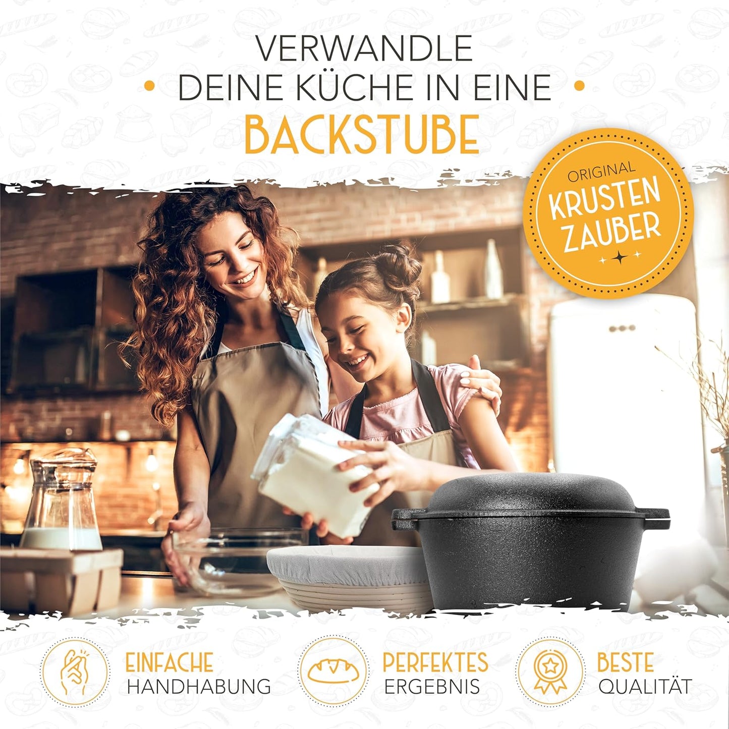Gusseisen Brottopf mit Gärkorb, 4,7l