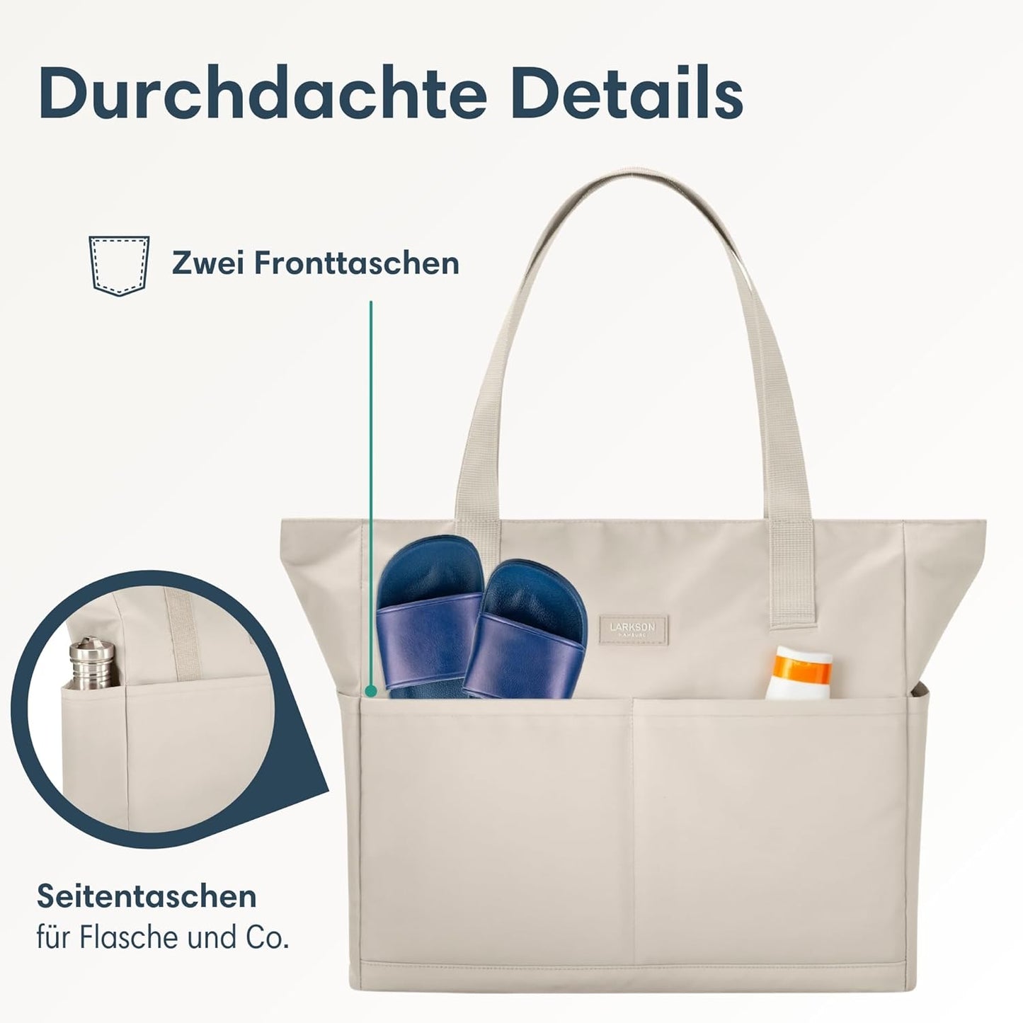 Strandtasche Linn XXL mit Reissverschluss, Sand