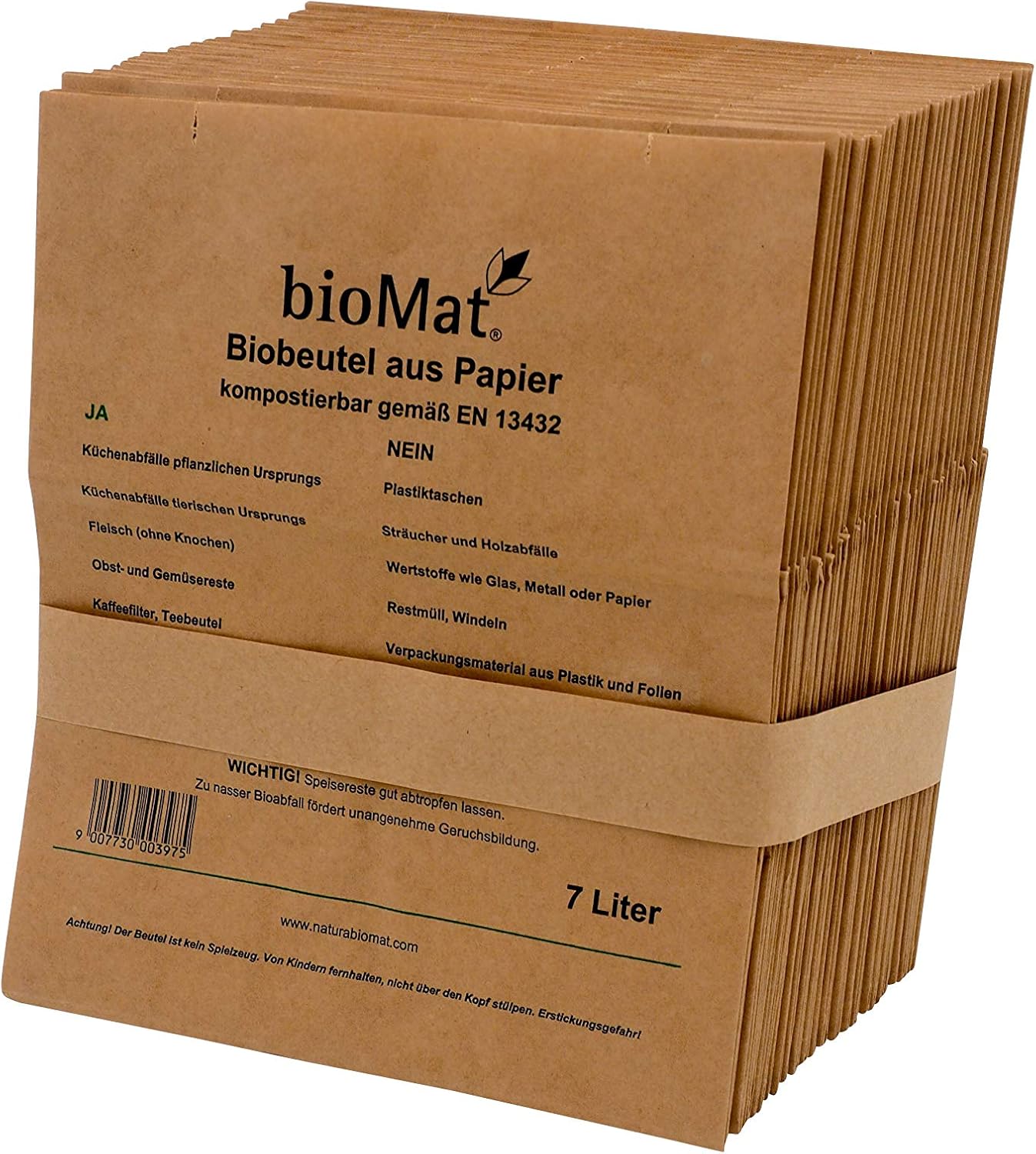 Biomülleimer mit 80 kompostierbaren Beuteln, Startpaket Papier (10 L)