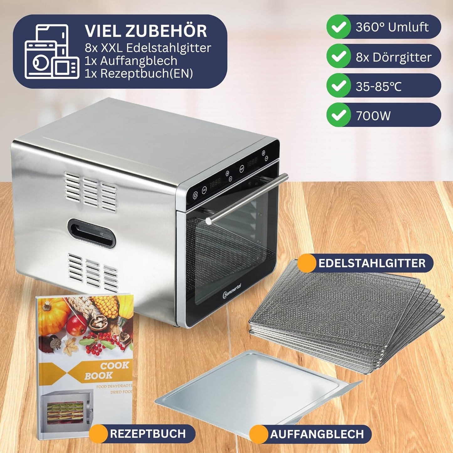 Dörrautomat Silence 700 XXL mit 8 Edelstahlgittern