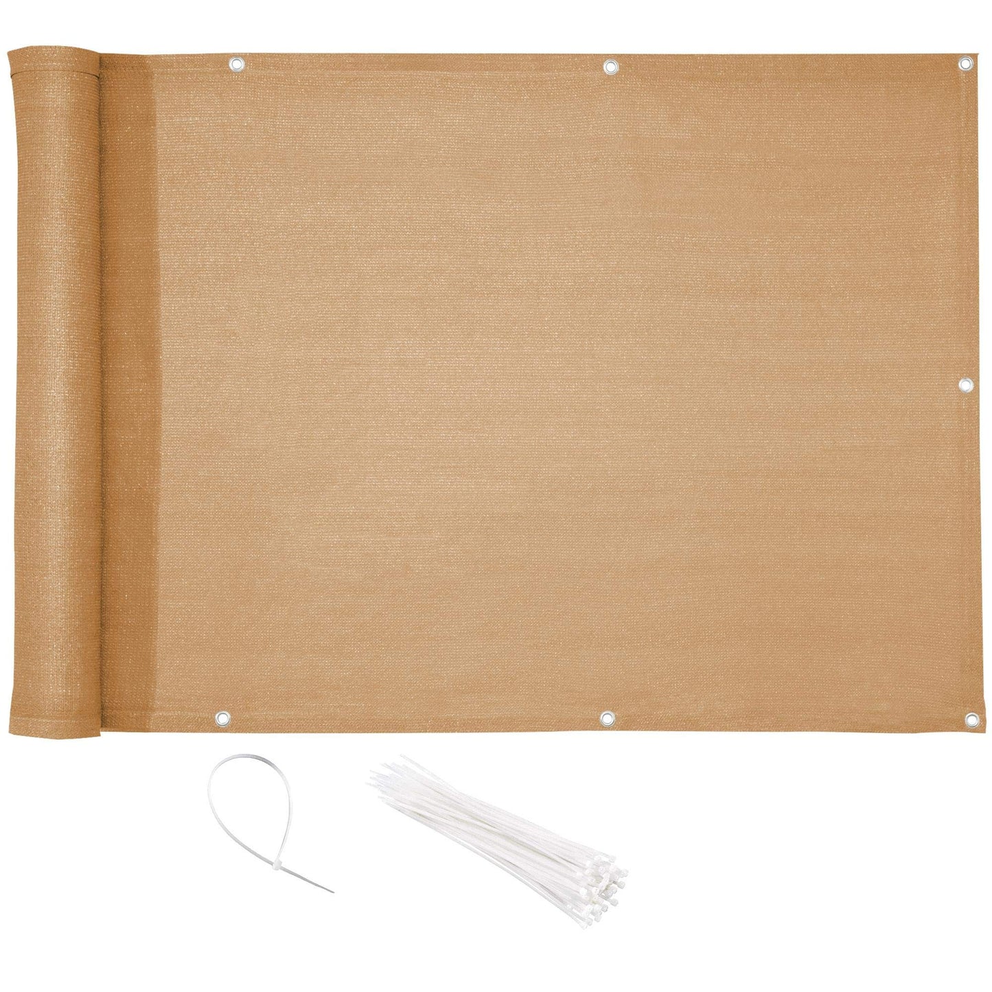 Sichtschutz Balkonbespannung, atmungsaktiv, 0,75 x 6 m HDPE Sandbeige