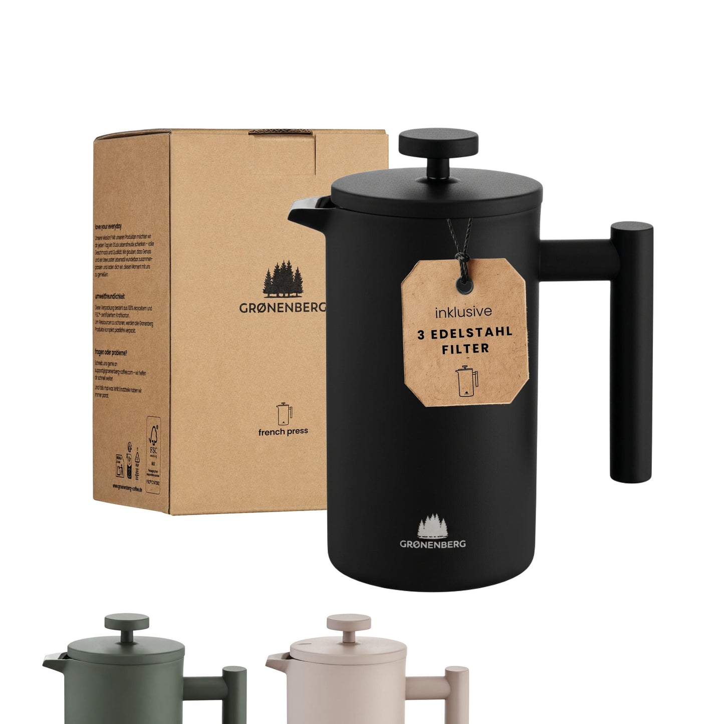 French Press Kaffeebereiter, Black 1000 ml