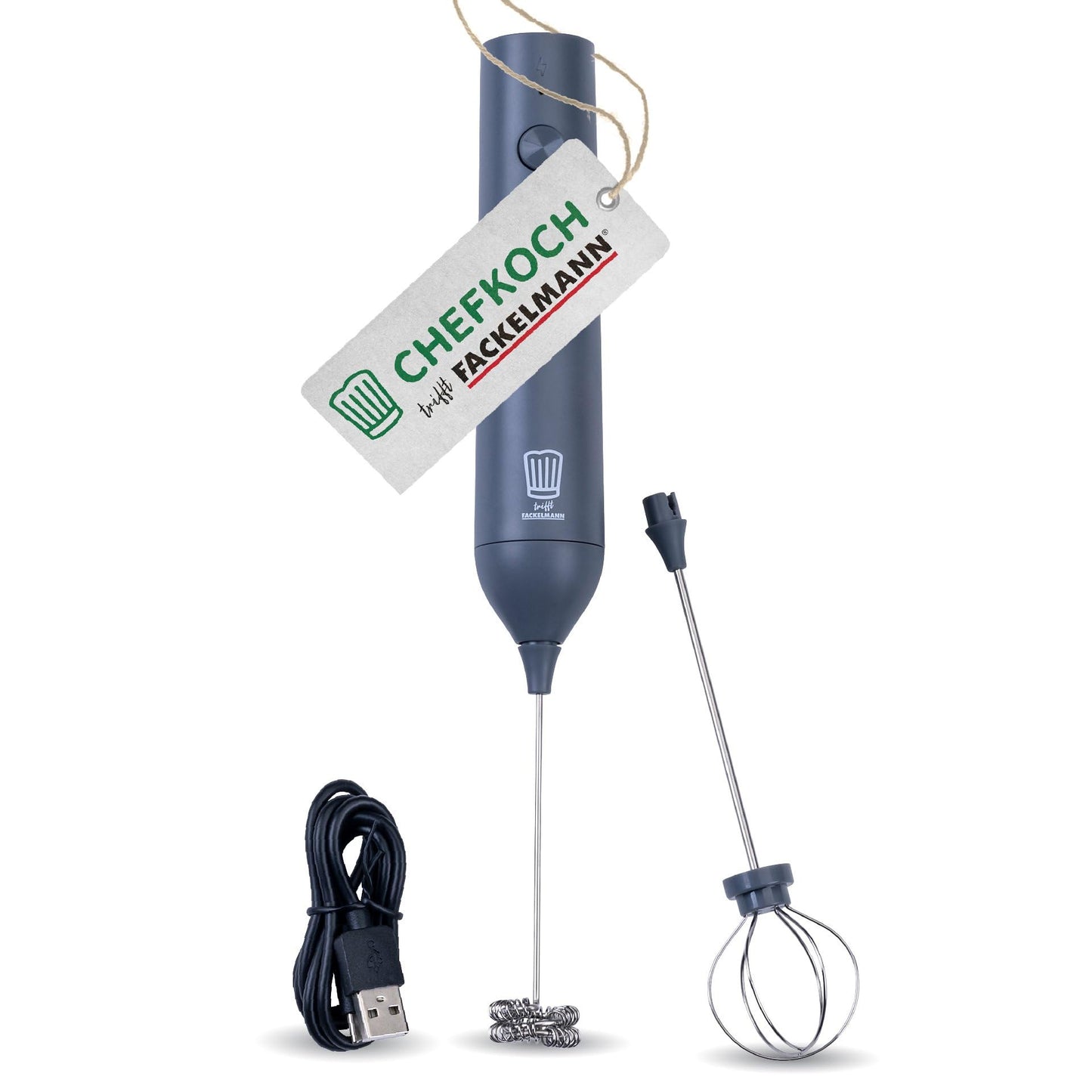 Elektrischer Milchaufschäumer mit USB-C-Aufladung und Schneebesen