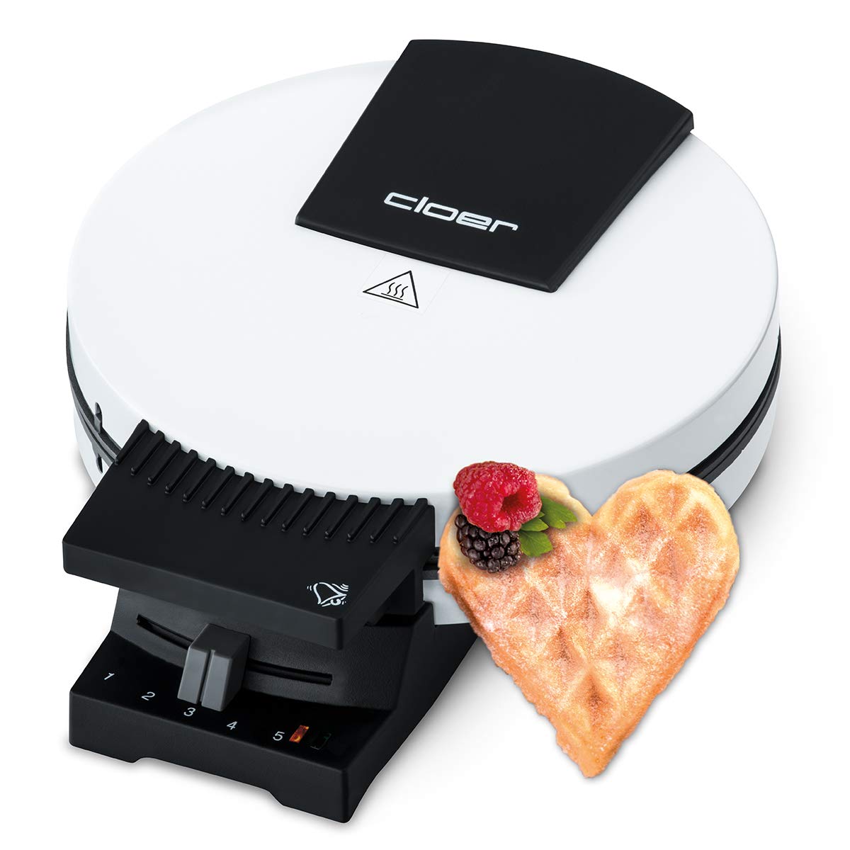 Waffeleisen 181 für Herzwaffeln, Waffelgrösse 16 cm, mit Signalton, Weiss