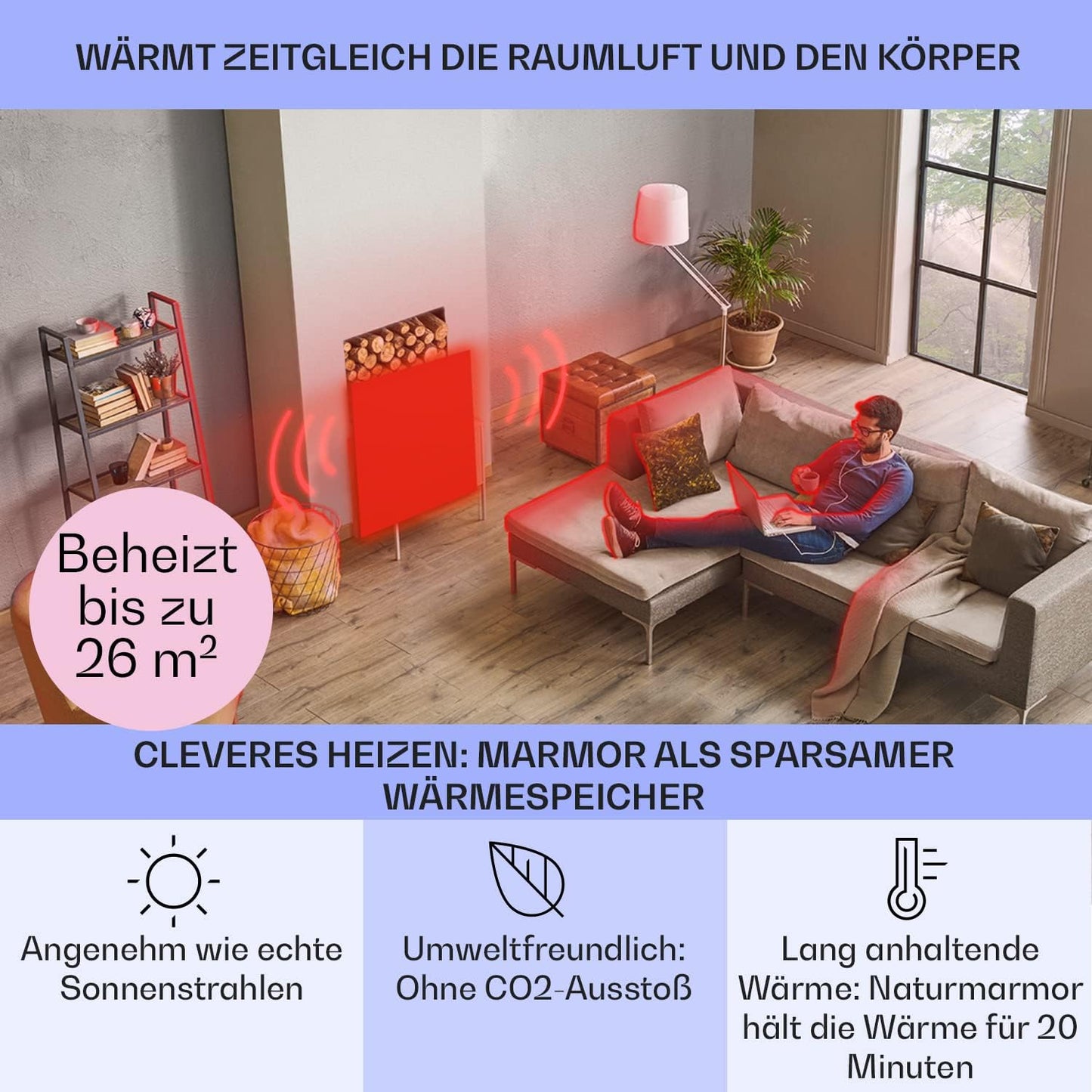 Infrarot-Heizung HeatPal Marble, Kupfer