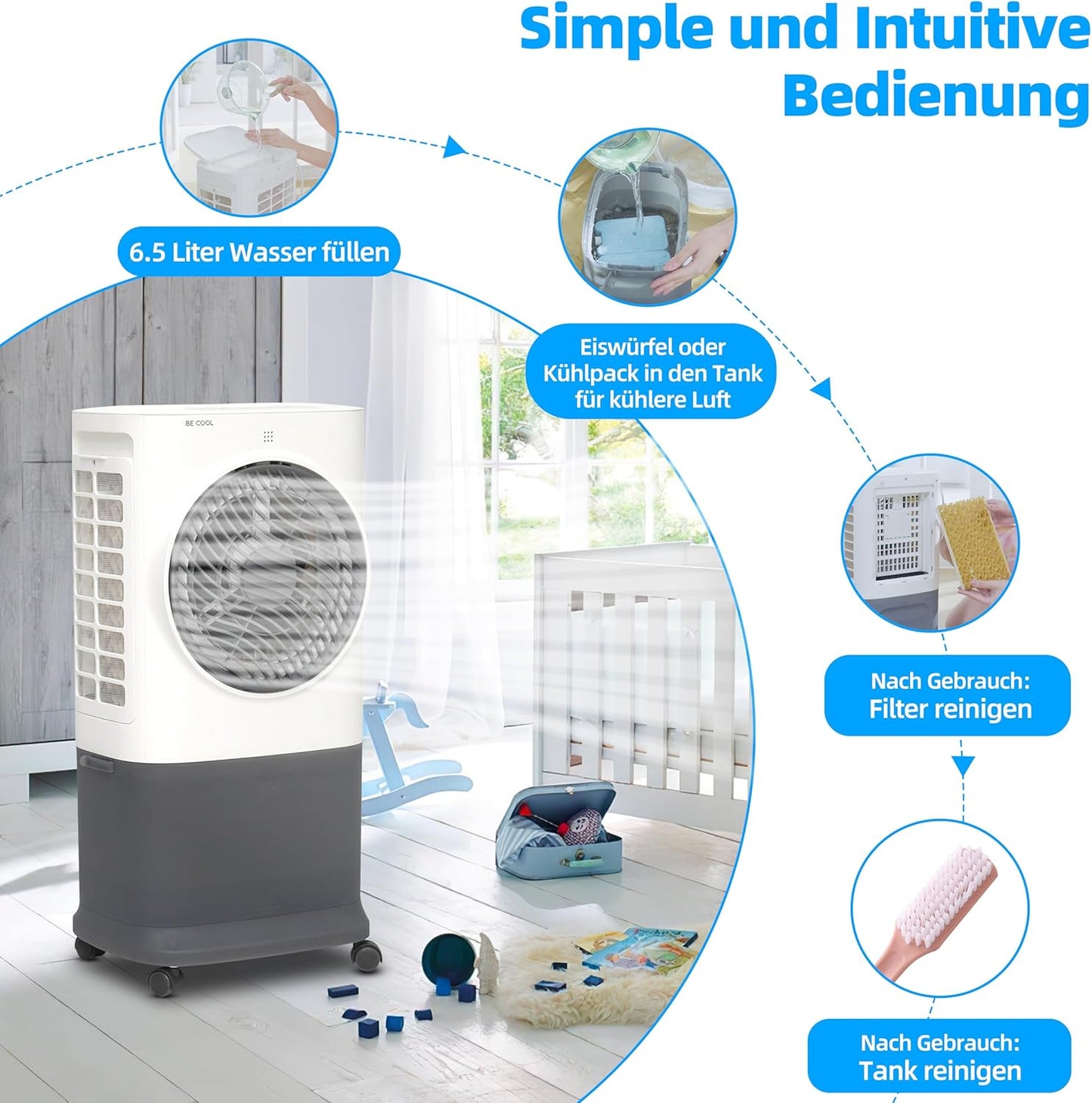 Luftkühler mit WiFi und Timer-Funktion