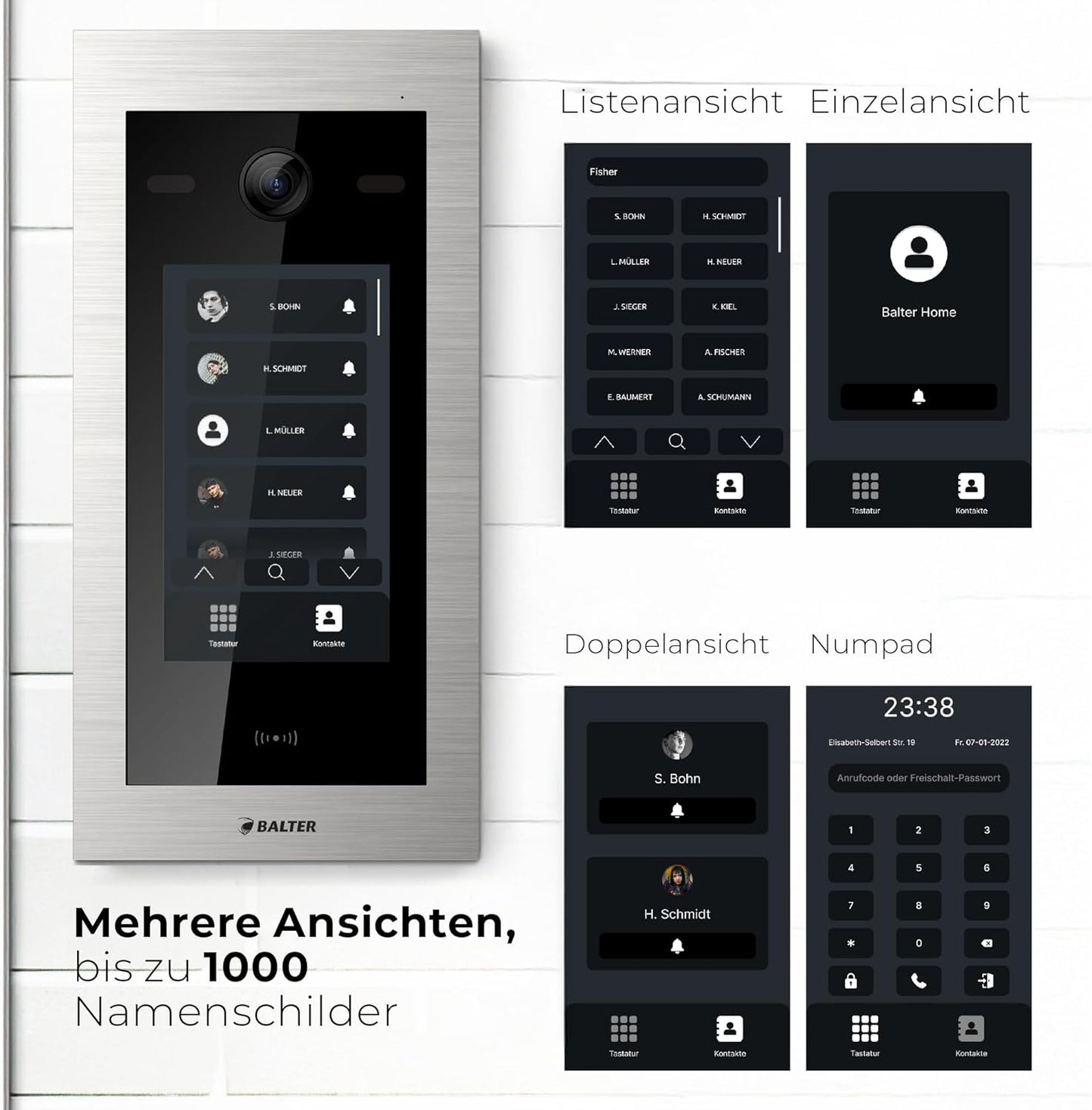 EVO-HD Video Türsprechanlage für 2 Familienhäuser, Silber/Weiss 2 Familienhaus
