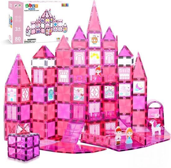 Magnetische Bausteine Spielset (80 Teile, Prinzessin), Prinzessin