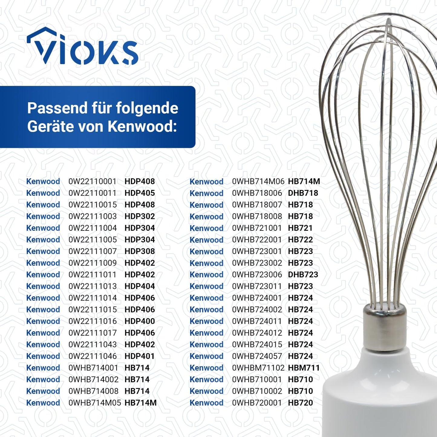 Schneebesen mit Getriebe für Kenwood Stabmixer