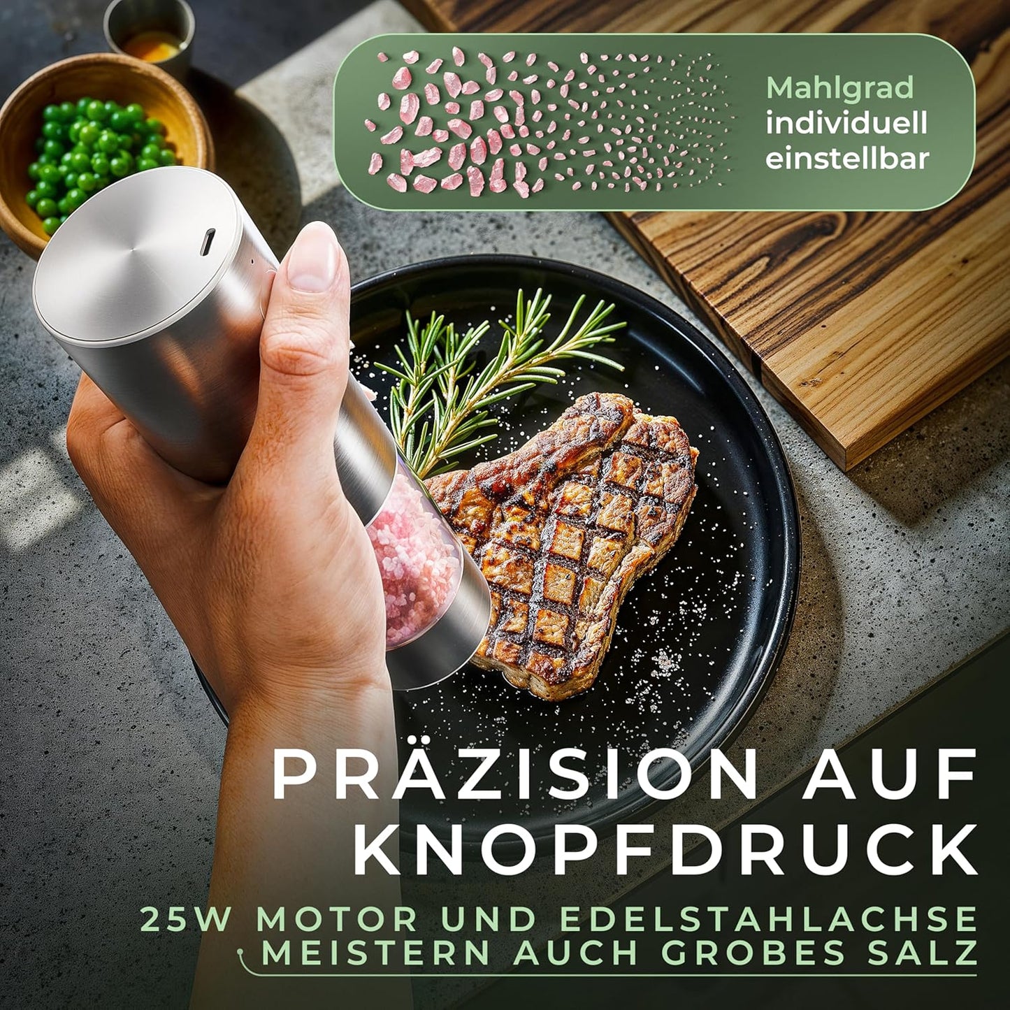Elektrische Salz- und Pfeffermühle, Salz & Pfeffer