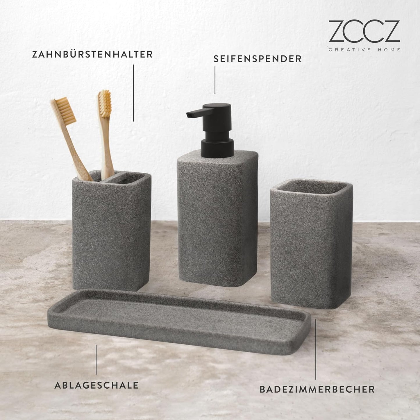 4-teiliges Badezimmer-Organizer-Set, Grau