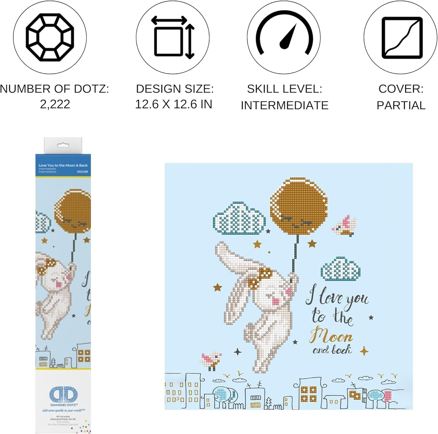 DD5.058 Diamond Painting Set: Hase Zum Mond und Zurück, Hase - Zum Mond und Zurück