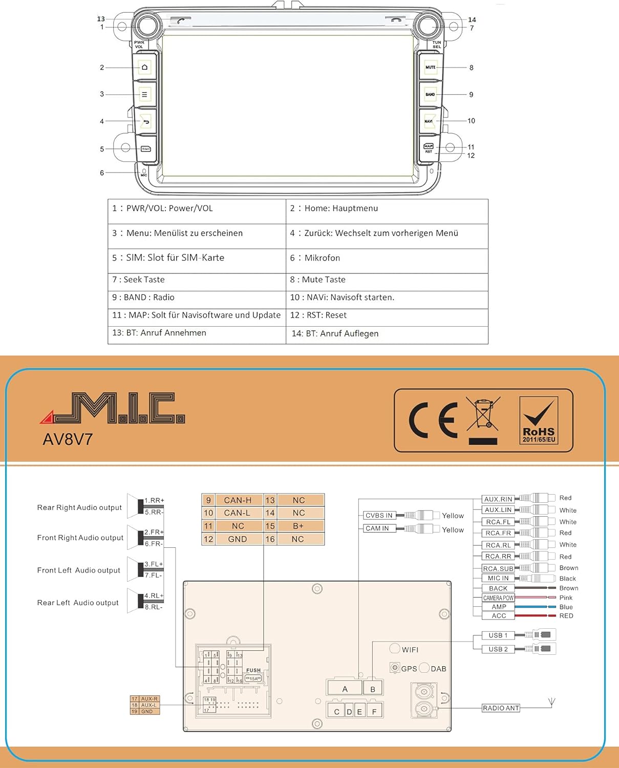 AV8V7 Android 13 Autoradio, AV8V7