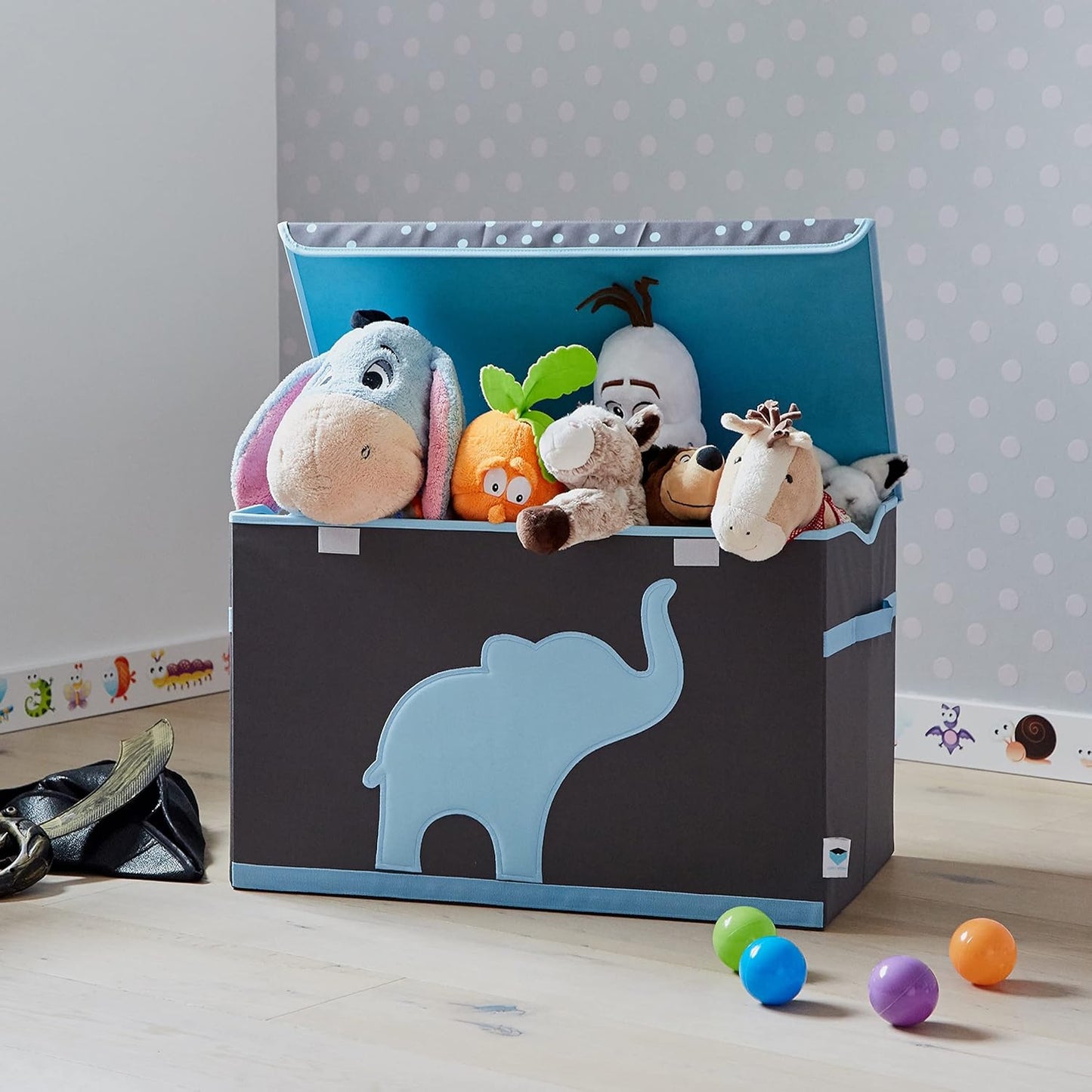 Spielzeug-Aufbewahrungstruhe, Elefant - Grau/ Hellblau