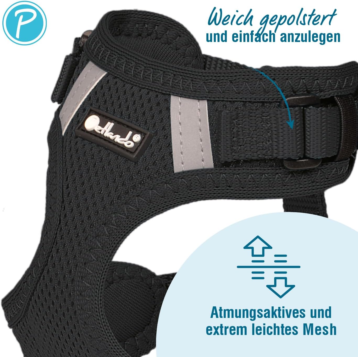 Hundegeschirr Mesh Vest, Schwarz XL