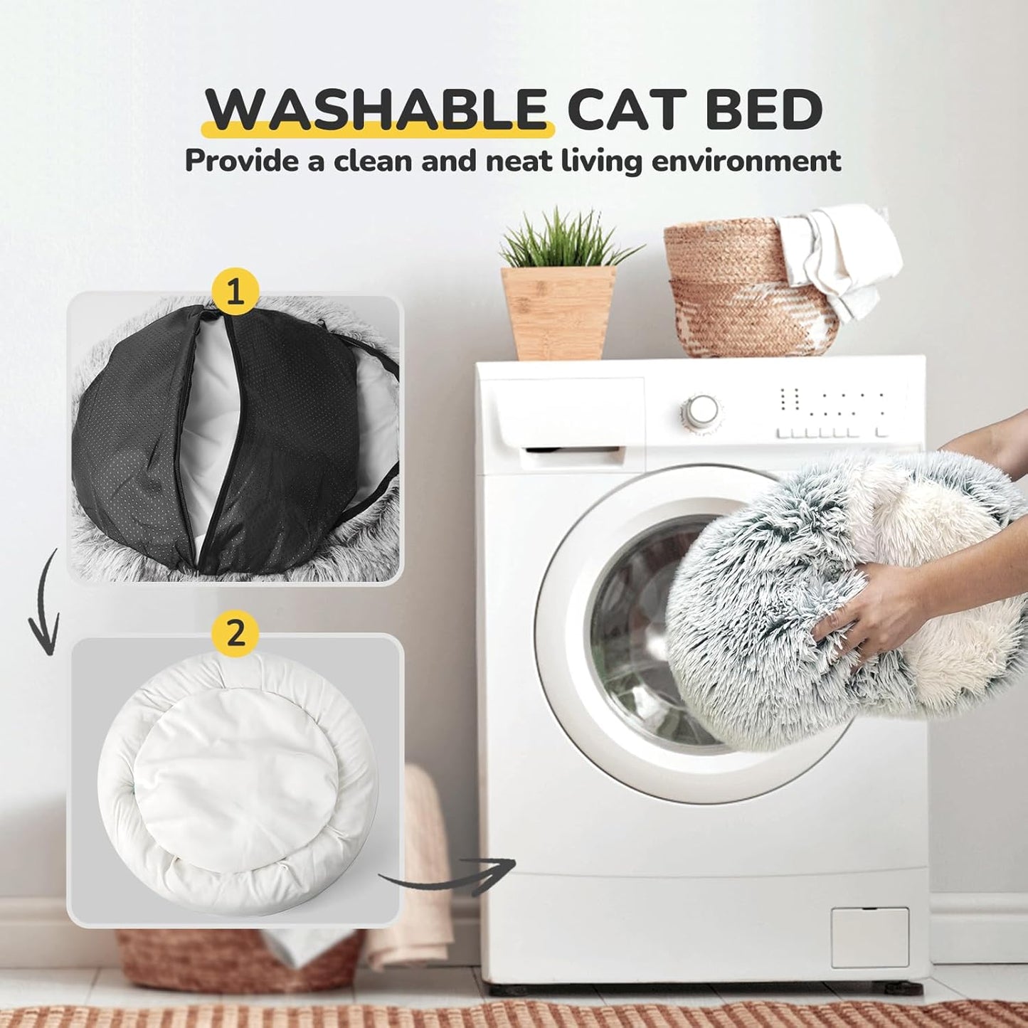 2 in 1 Kuschelbett und -höhle, Grau