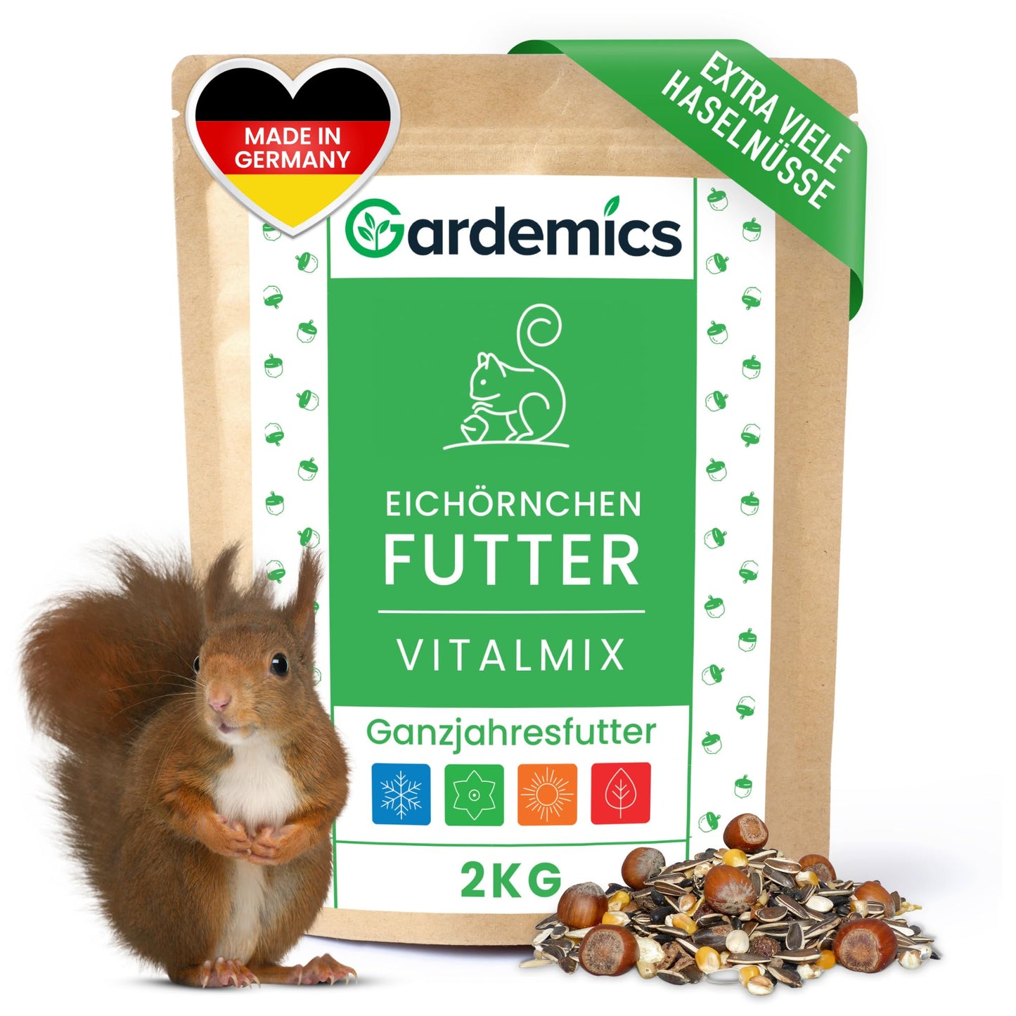 Eichhörnchenfutter mit Haselnüssen (2 kg), 2 kg (1er Pack)