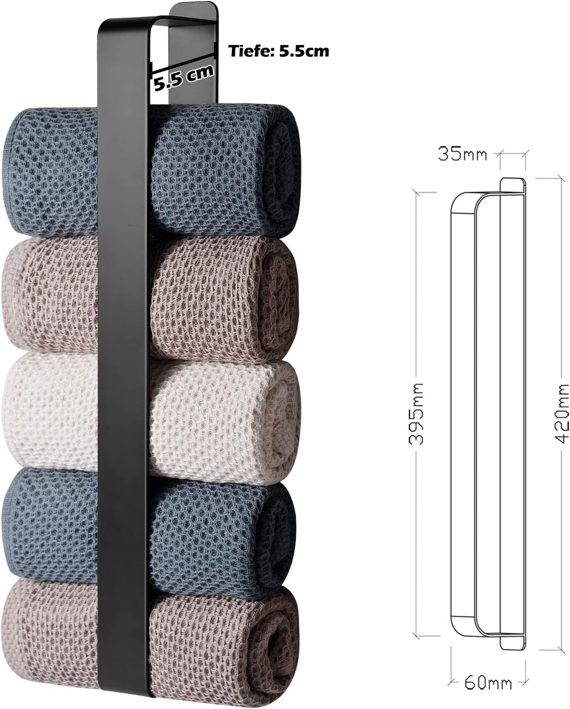 Selbstklebender Handtuchhalter, A Schwarz