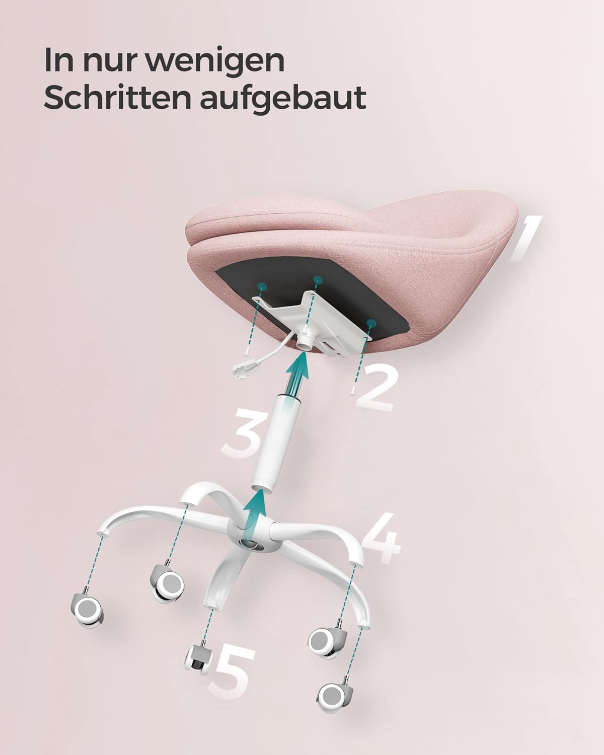 Homeoffice-Schreibtischstuhl, höhenverstellbar, Pastellrosa, Legierter Stahl Baumwolle