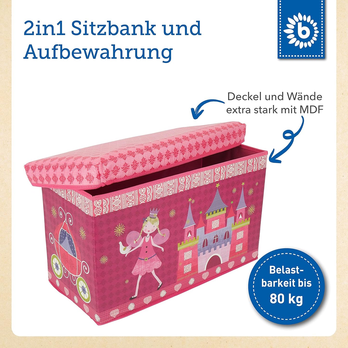 Aufbewahrungsbox mit Deckel Prinzessin, Pink