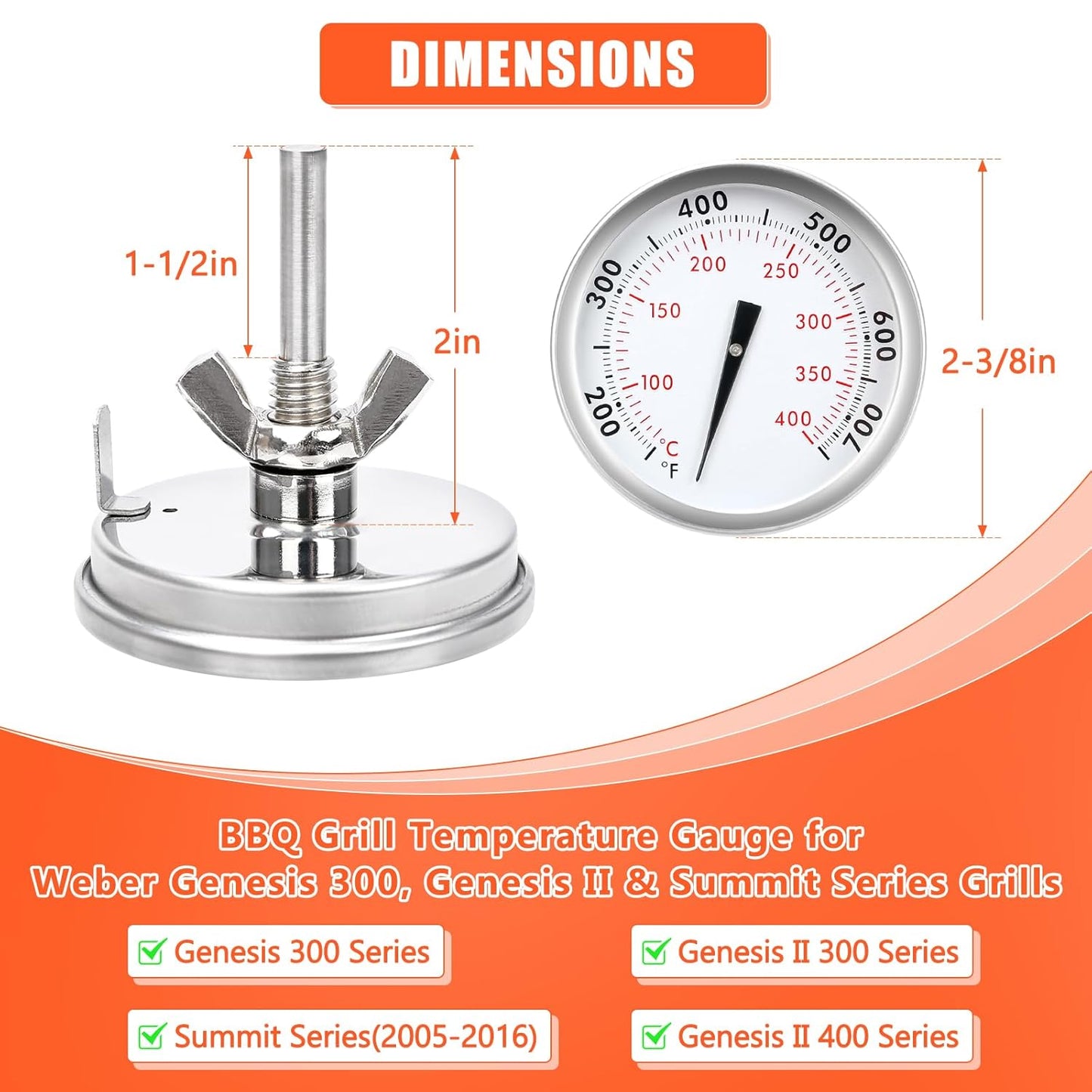 Grillthermometer für Weber, Durchmesser 6,03 cm