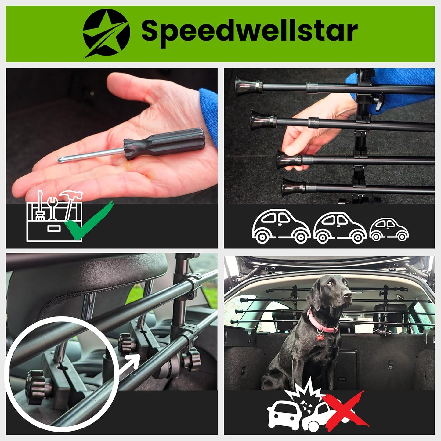 Universal Auto-Hundetrenngitter verstellbar