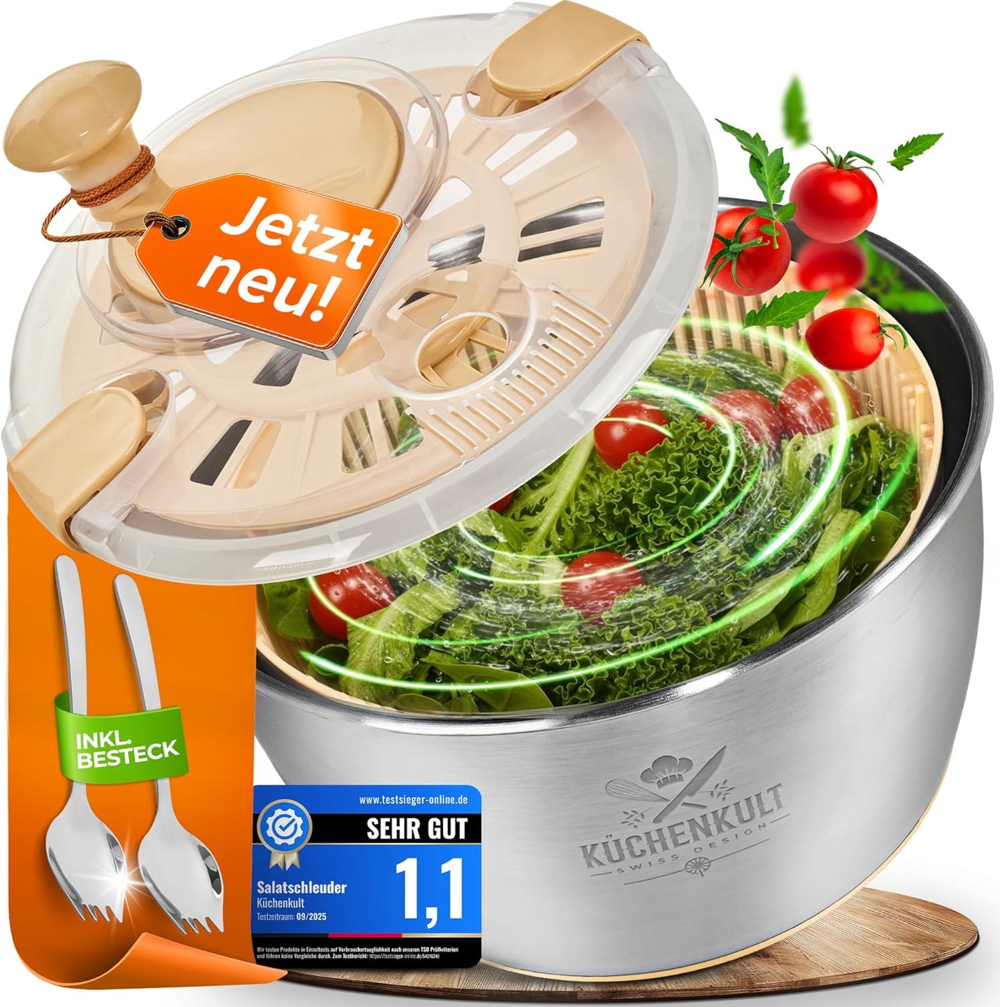 Salatschleuder mit Frischhaltedeckel